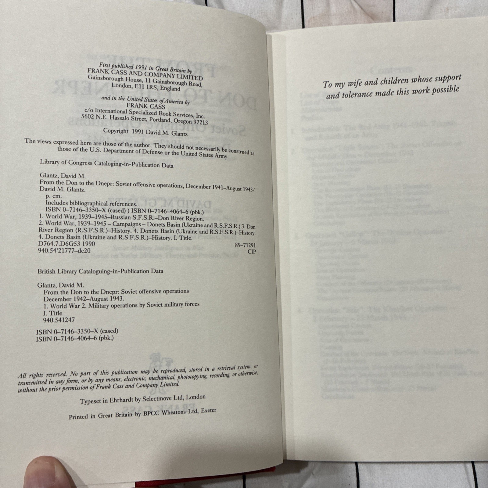 David Glantz 1991 From the Don to the Dnepr Soviet Offensive Operations HC w/DJ