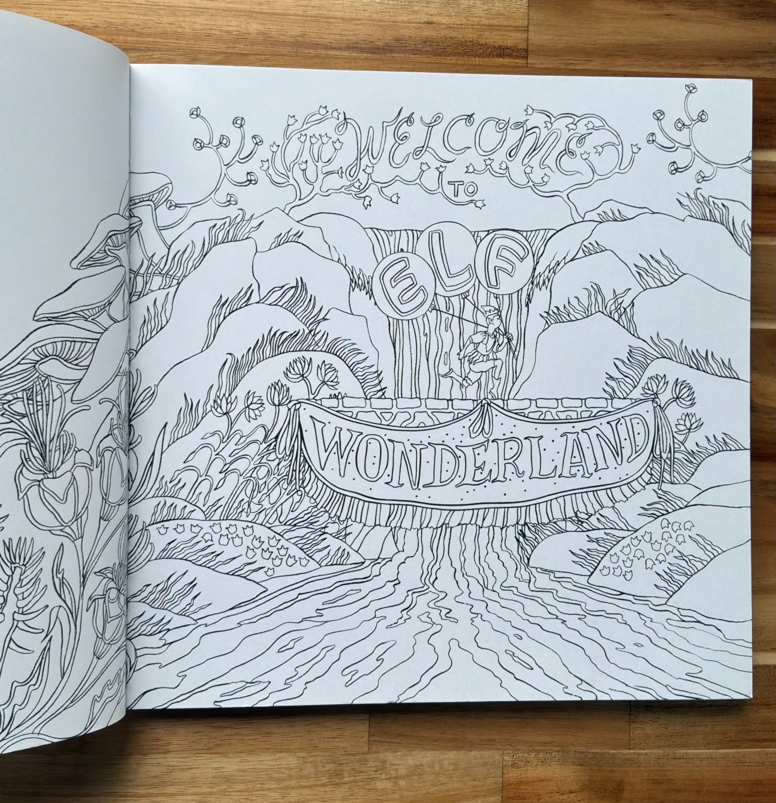 Elves in Wonderland colouring book by Marcos Chin