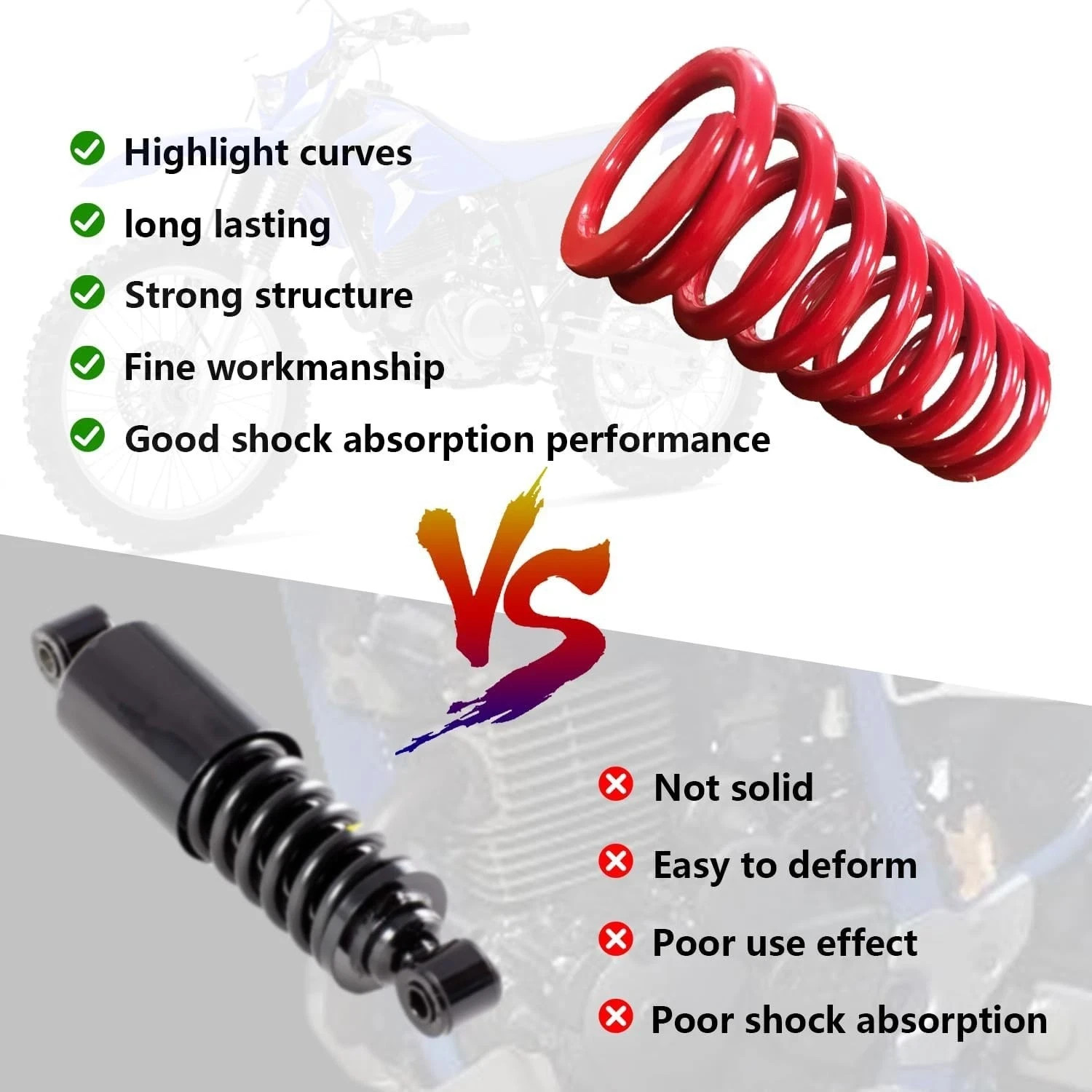 Heavy Duty Front & Rear Motion Shock Spring Kit for 2000-2004 Yamaha TTR125