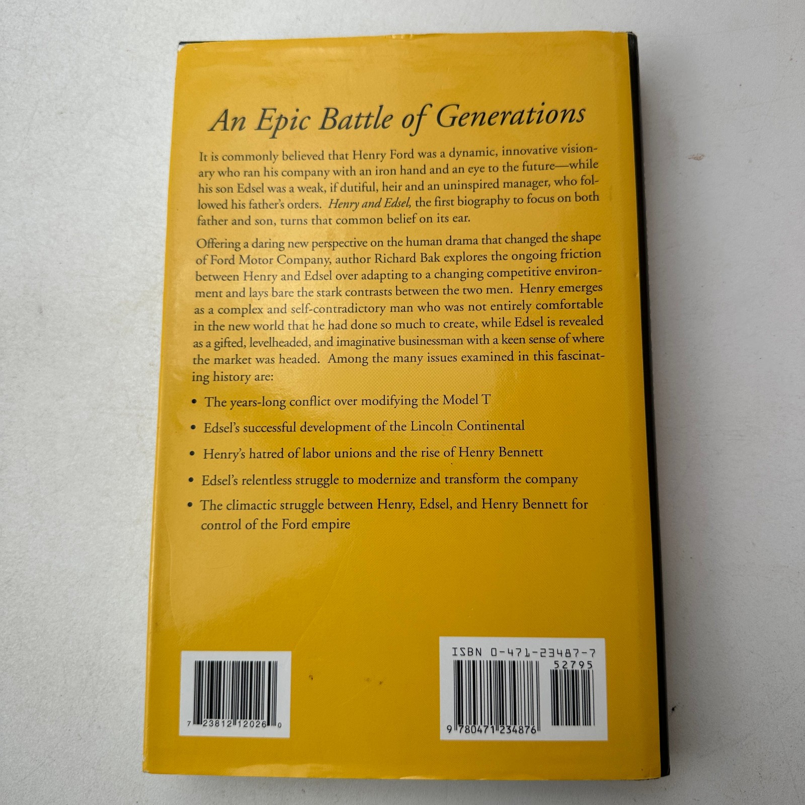 Henry and Edsel : The Creation of the Ford Empire by Richard Bak HC DJ 2003