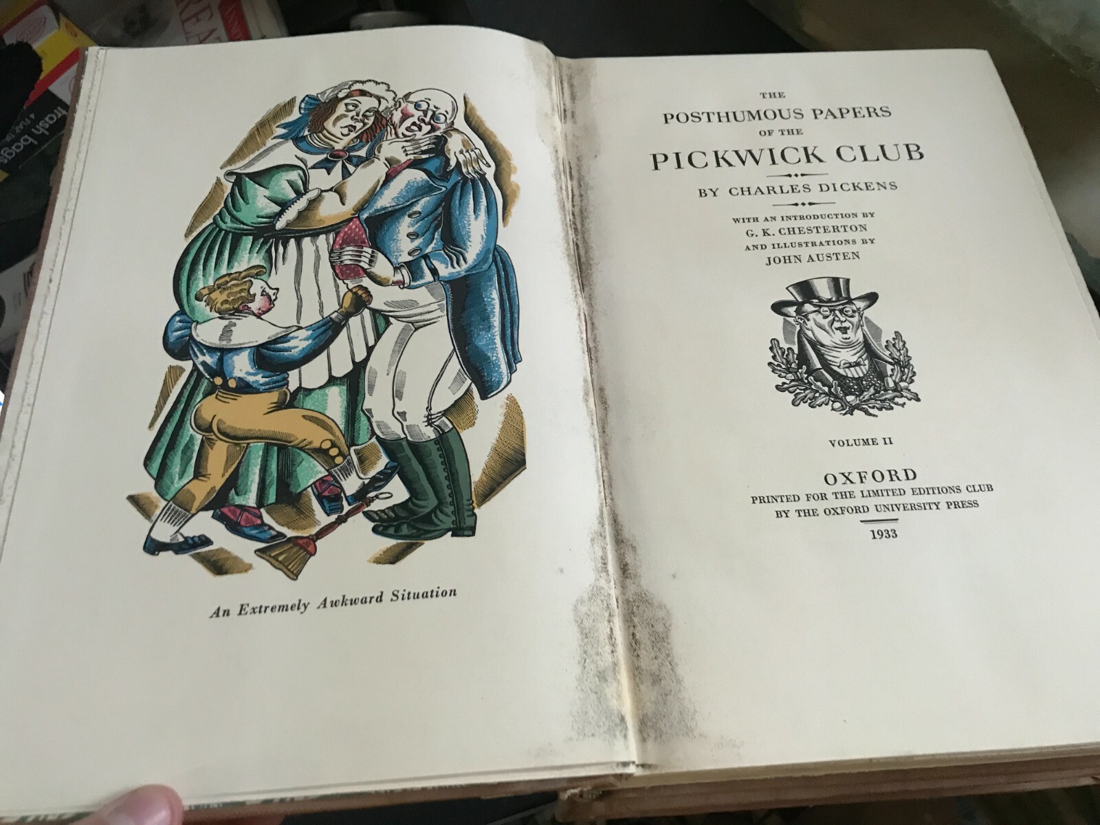 Dickens- Pickwick Papers Vol 1&2 1933 Limited Editions Club W/ Slip Case!!