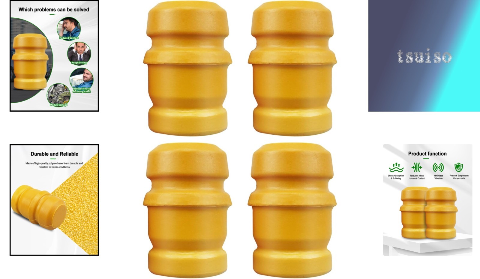 2 Pairs of Front & Rear Bump Stops for Jeep Wrangler TJ & Grand Cherokee ZJ