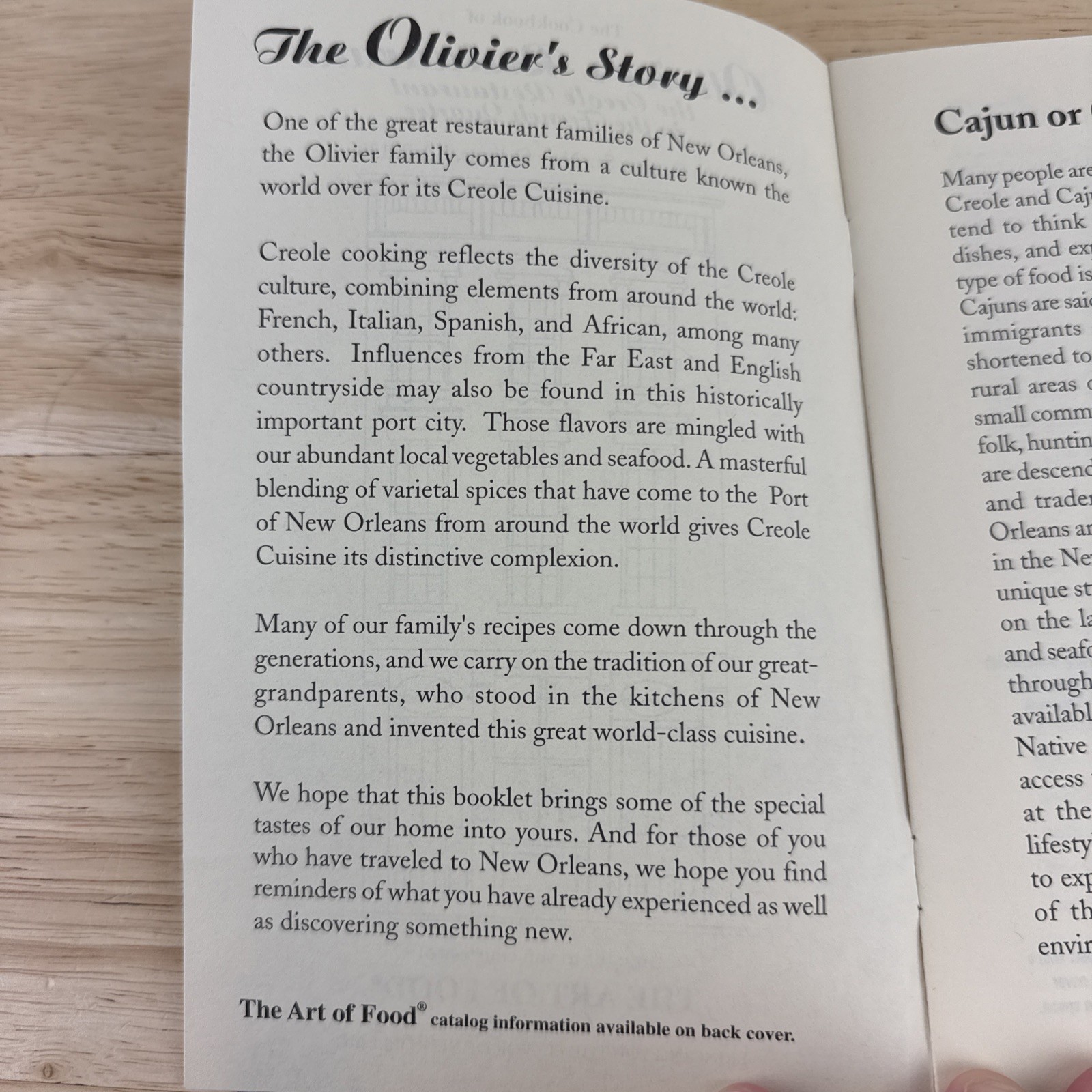 Vintage Cookbook of Olivier’s Restaurant New Orleans French Quarter Booklet