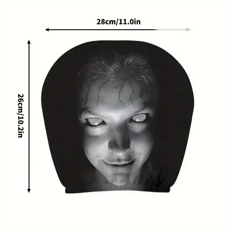 2pcs Ghost Face Headrest Covers,Scary Face Printing Auto Seat Universal Elastic