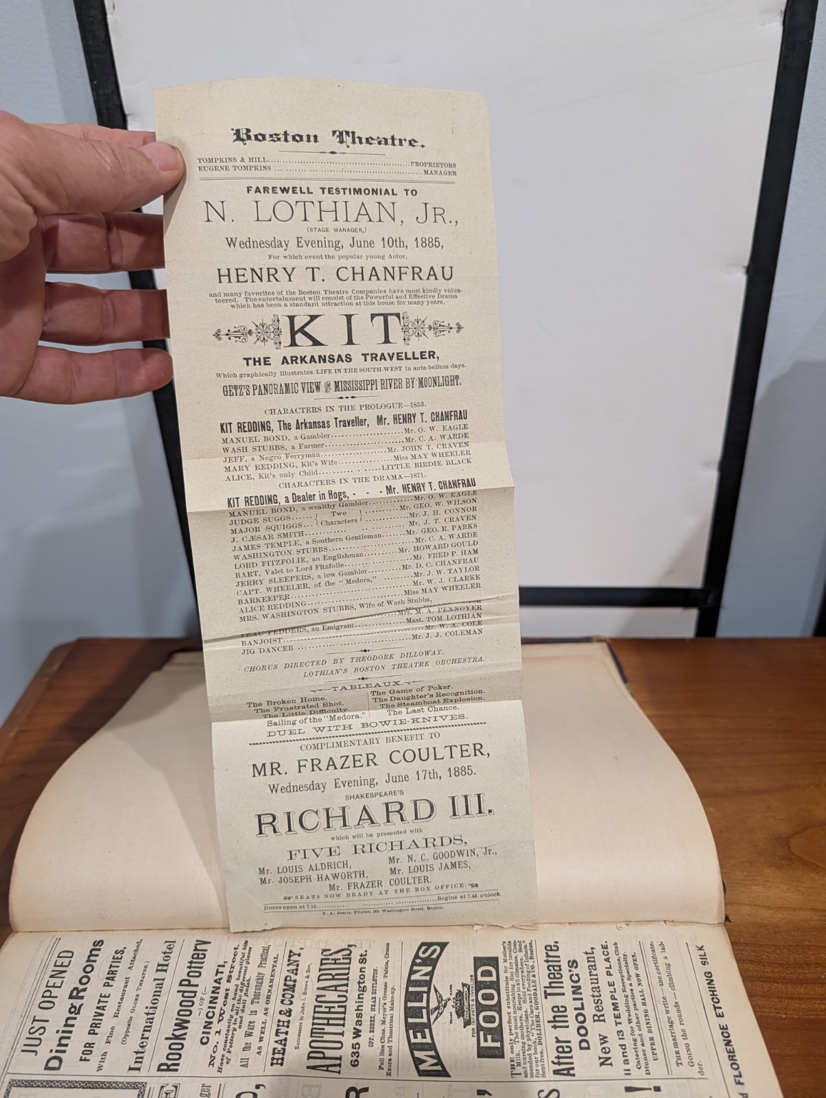 Original 1884-1885 The Ray Bound Boston Theatre Program & Ephemera Volume