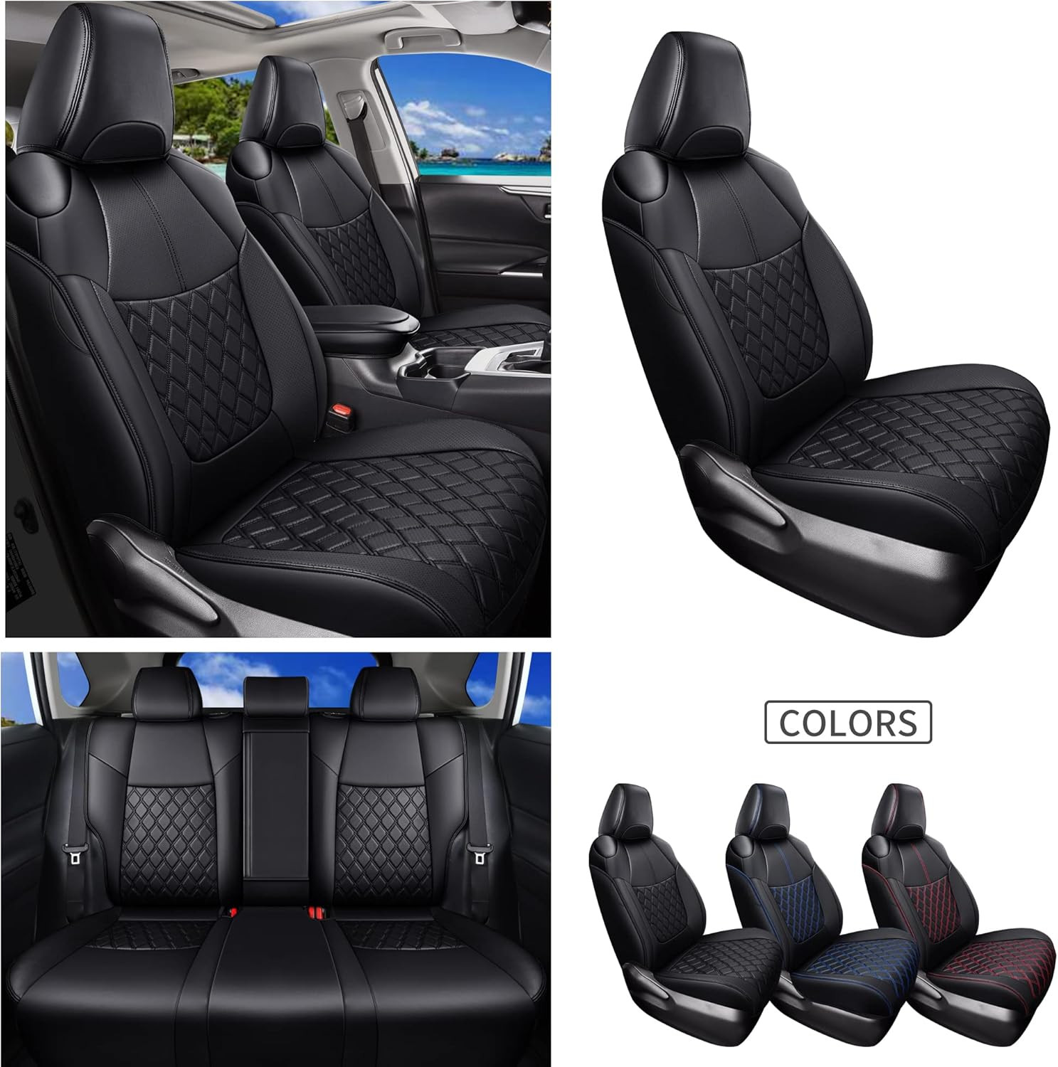 Custom Fit RAV4 Car Seat Covers Full Set, Waterproof Front&Rear Seat Cushion Fit