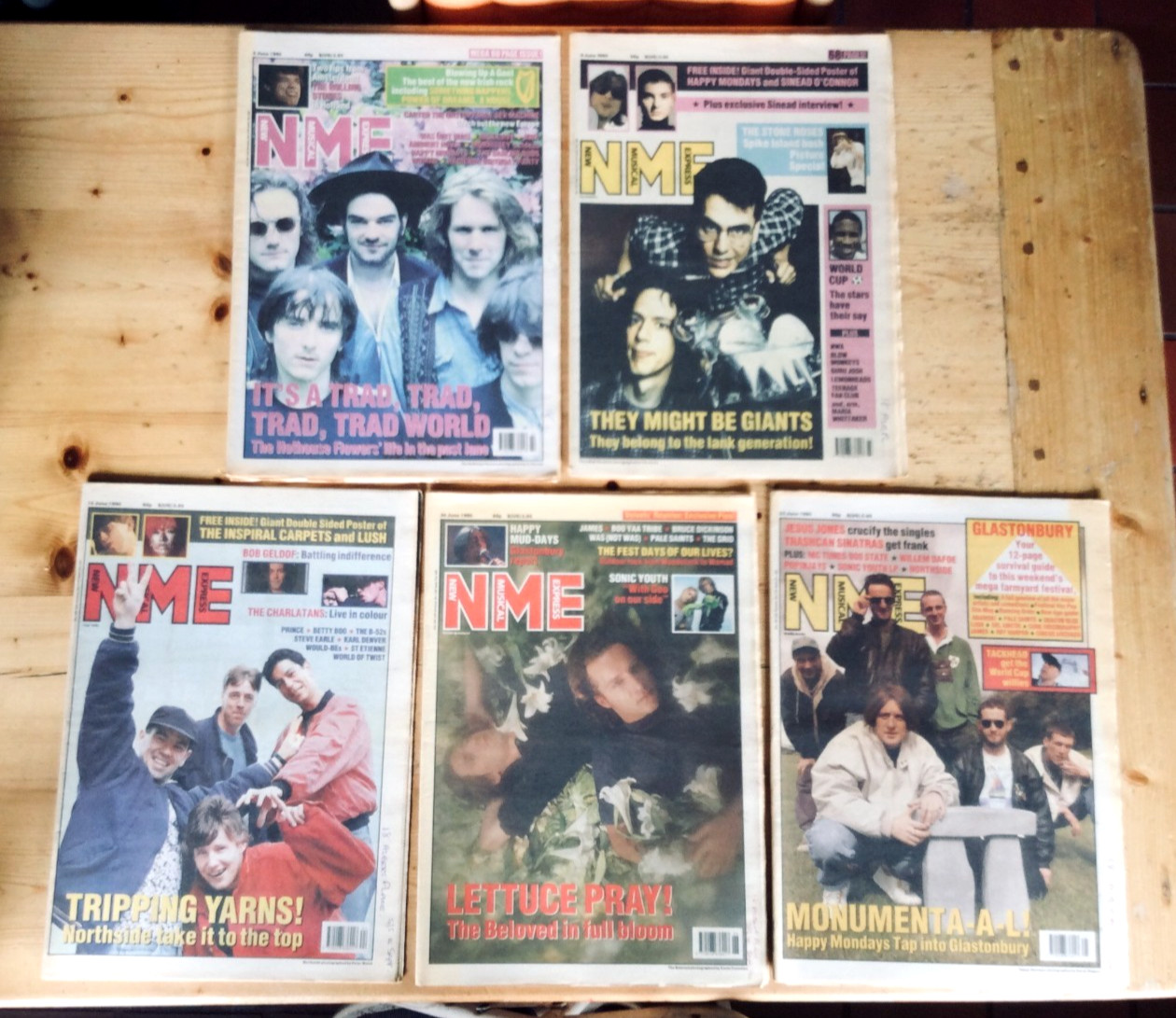 NME. New Musical Express Magazines. June 1990. Five issues. Two with Posters.