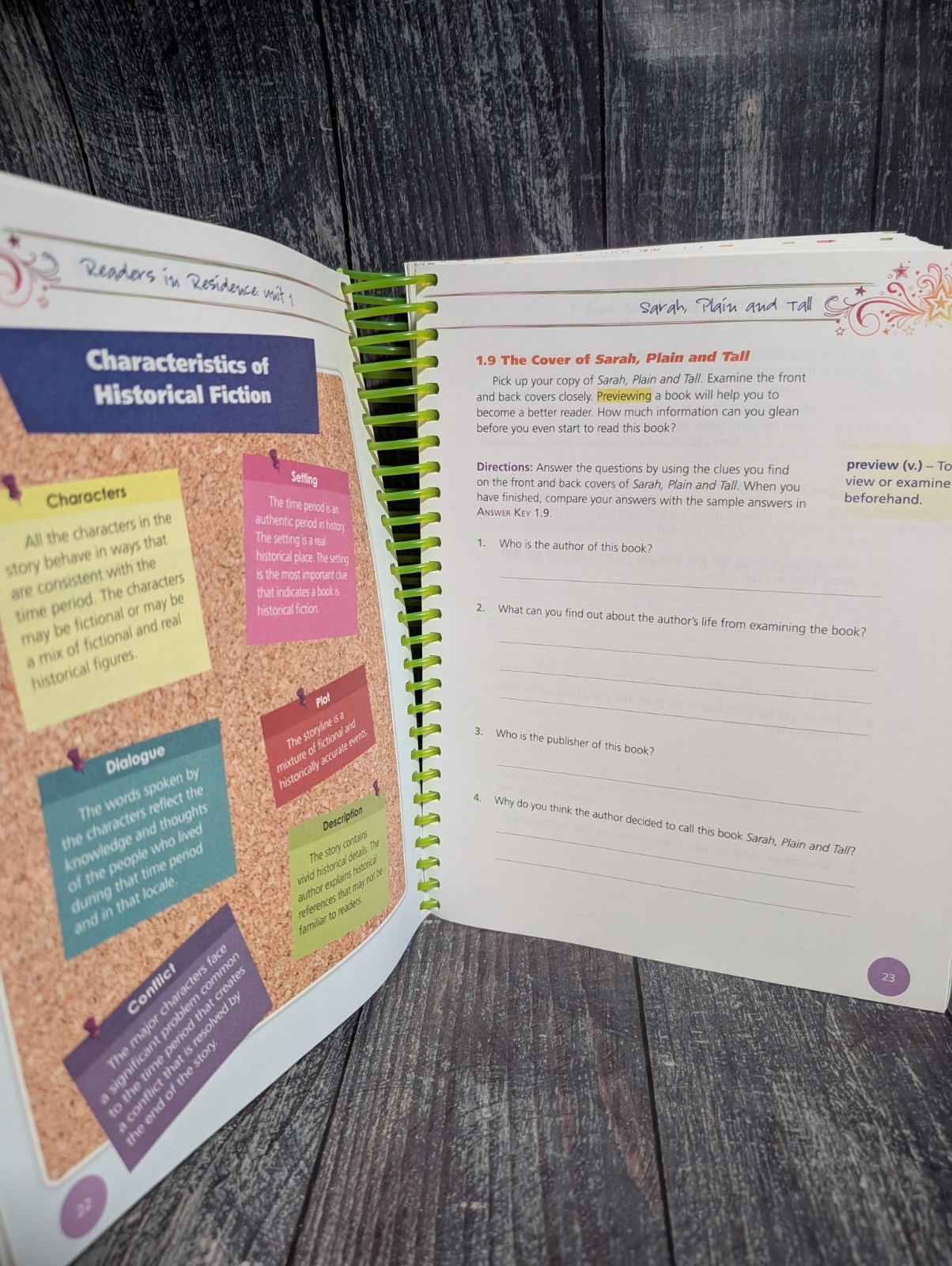 Readers in Residence 4th Grade Vol 1 All in One Student Text Workbook Bell