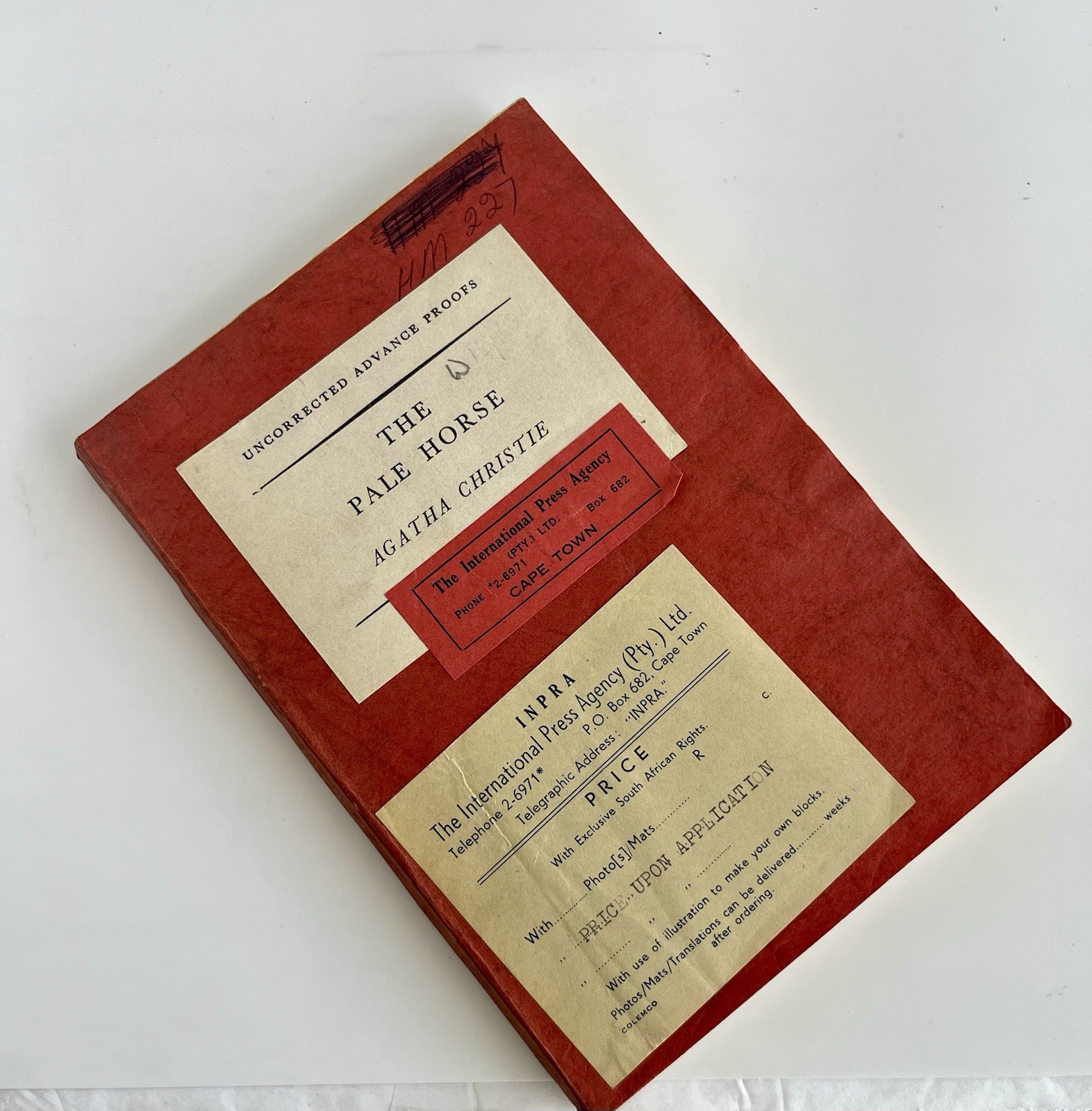 Agatha Christie-The Pale Horse Uncorrected Advance Proof 1961 Collins Crime Club