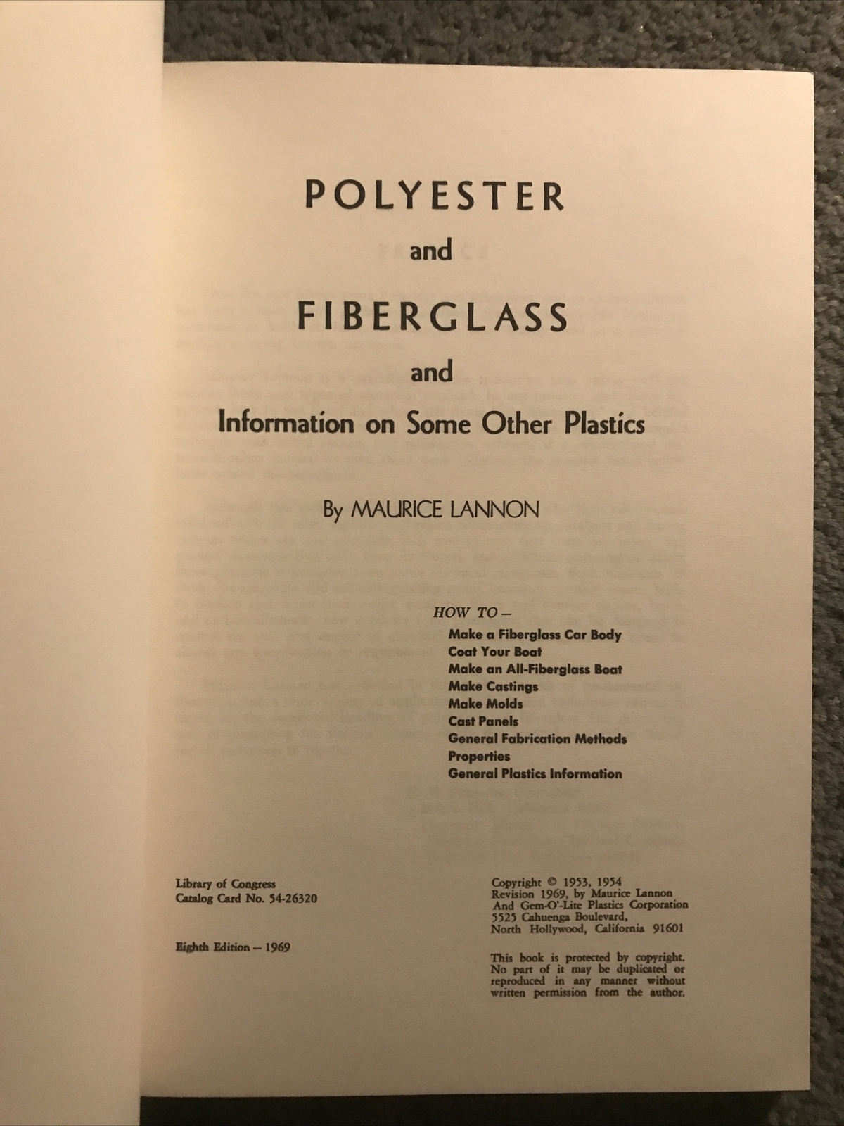 Polyester and Fiberglass and Information on Some Other Plastics- Maurice Lannon