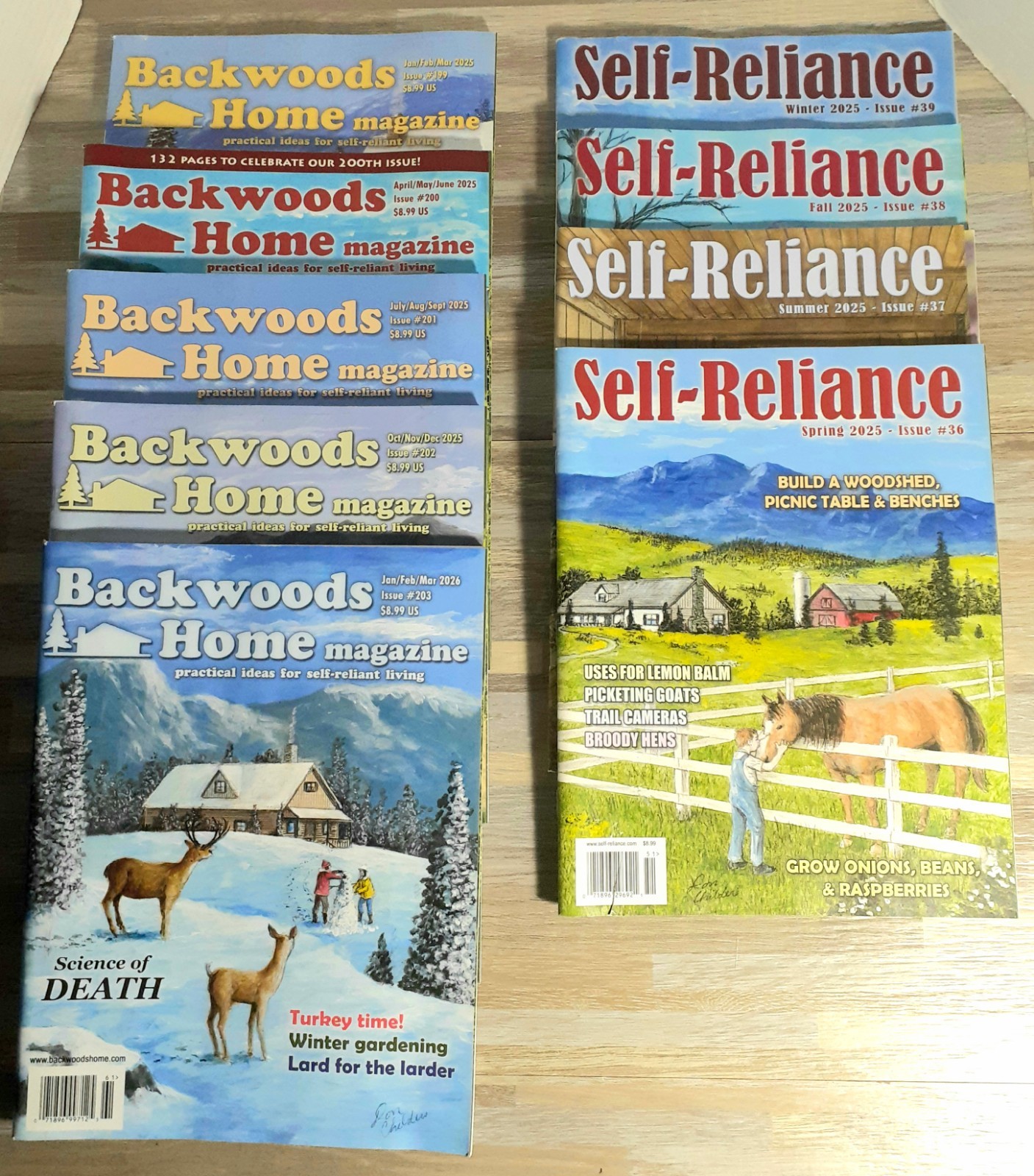 Backwoods Home/Self Reliance Homestead Magazine Lot (9) Complete 2025 & (1) 2026