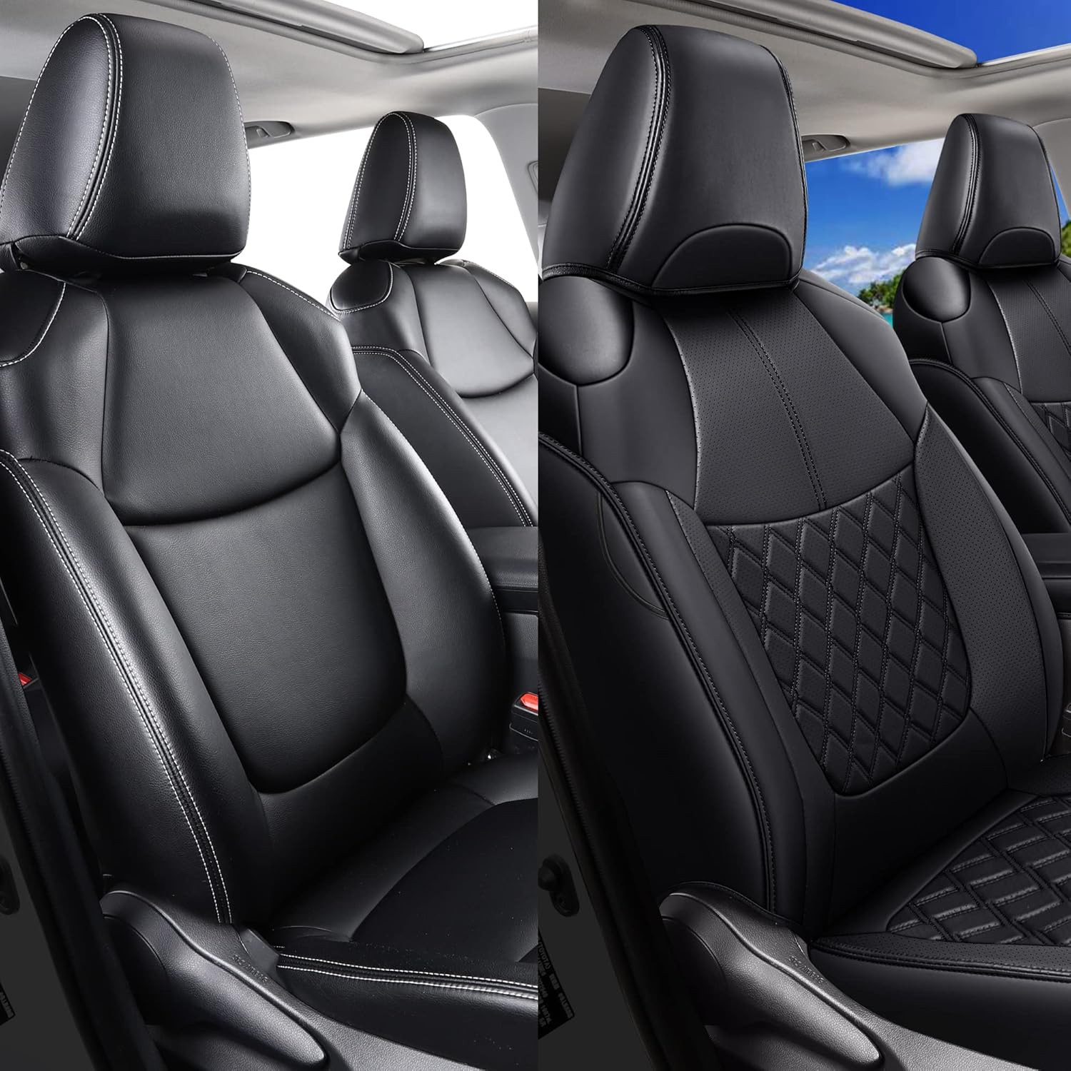 Custom Fit RAV4 Car Seat Covers Full Set, Waterproof Front&Rear Seat Cushion Fit