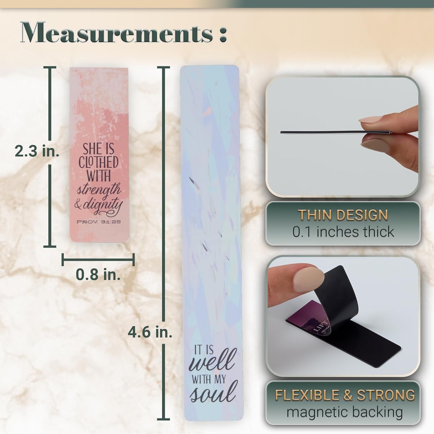 Beloved Scripture Magnetic Bookmarks – Set of 6, 2.3” x 0.8” in Pastel Colors