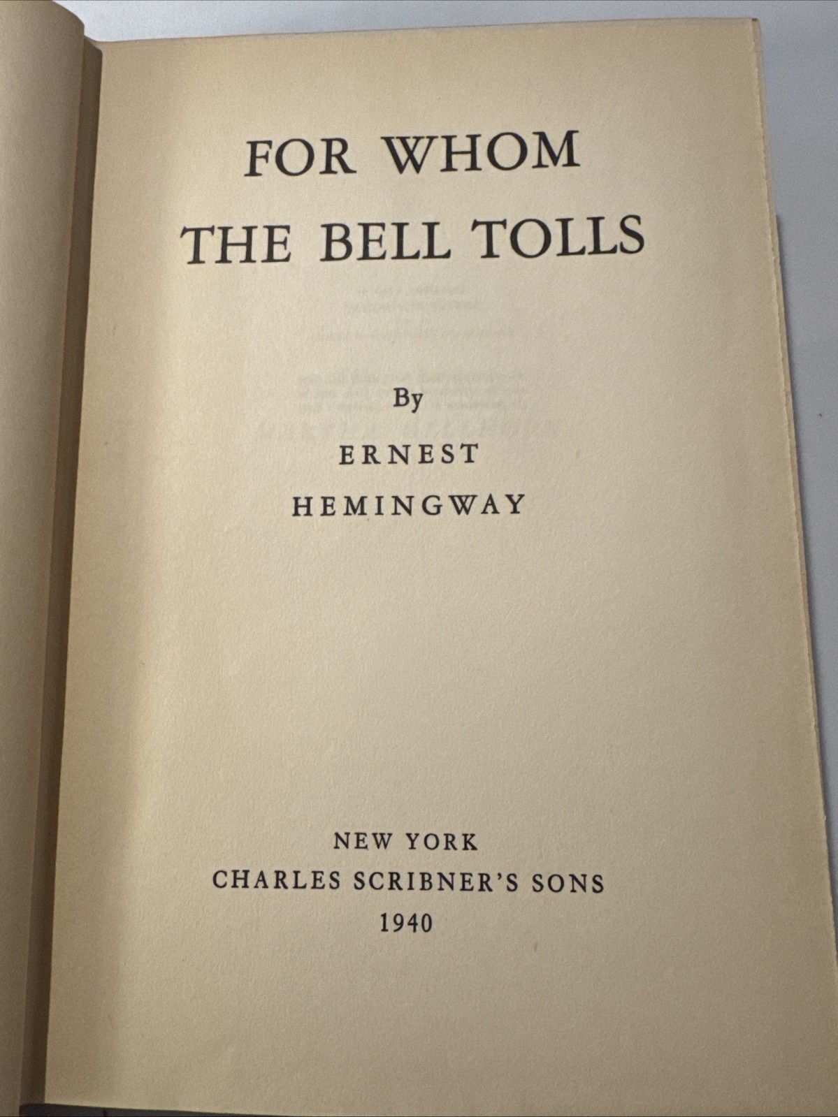 Ernest Hemingway for Whom the Bell Tolls (1940) 1st Edition