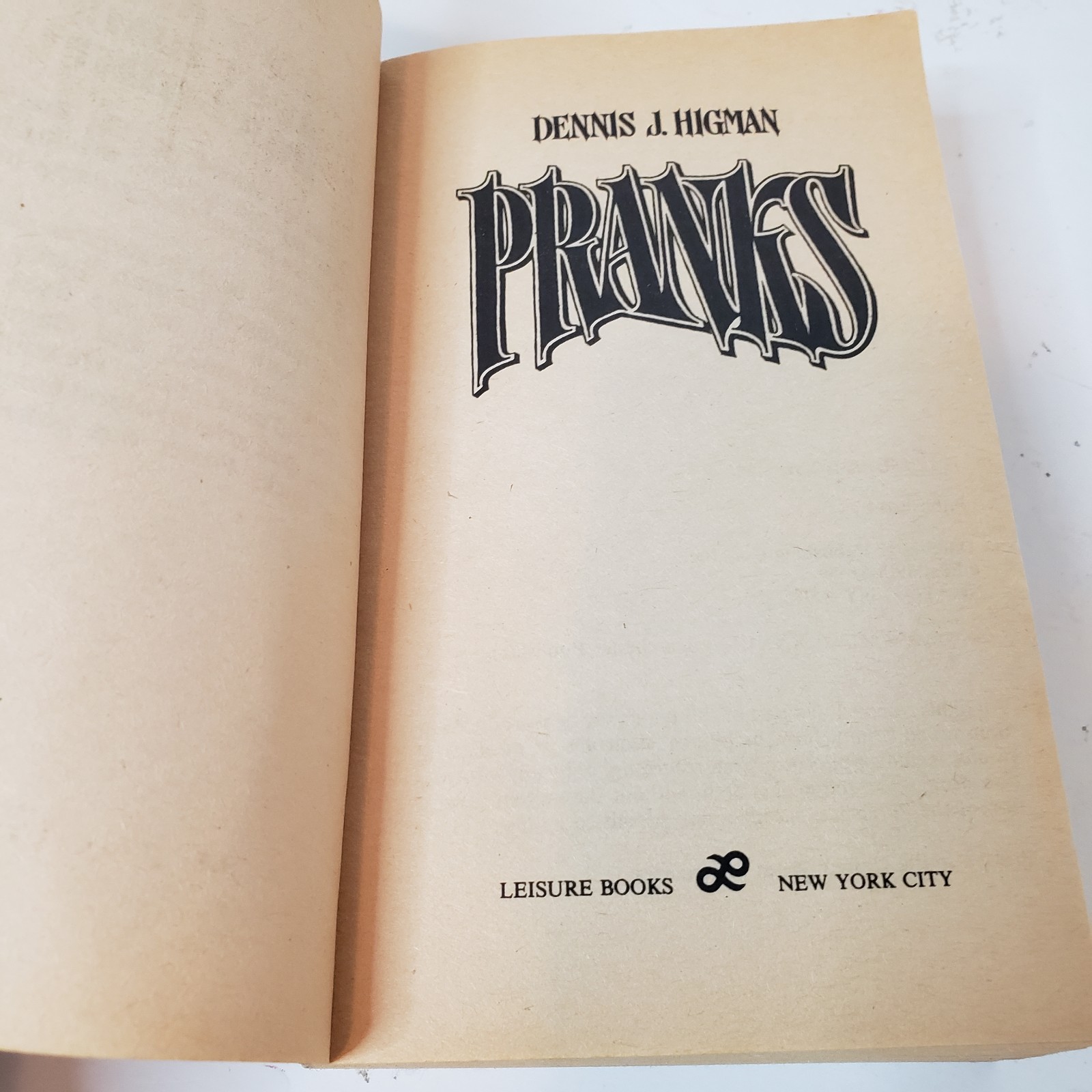 Pranks Paperback Book Dennis J. Higman Leisure Horror Vintage Halloween