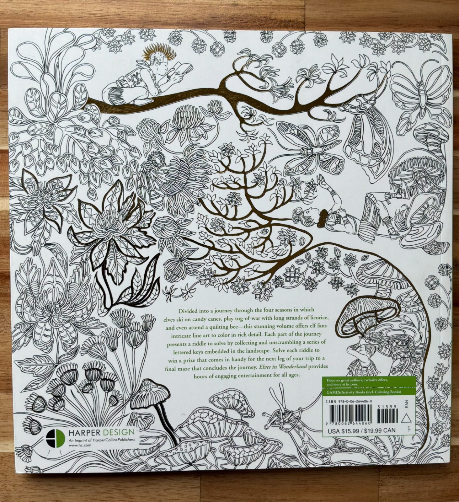 Elves in Wonderland colouring book by Marcos Chin