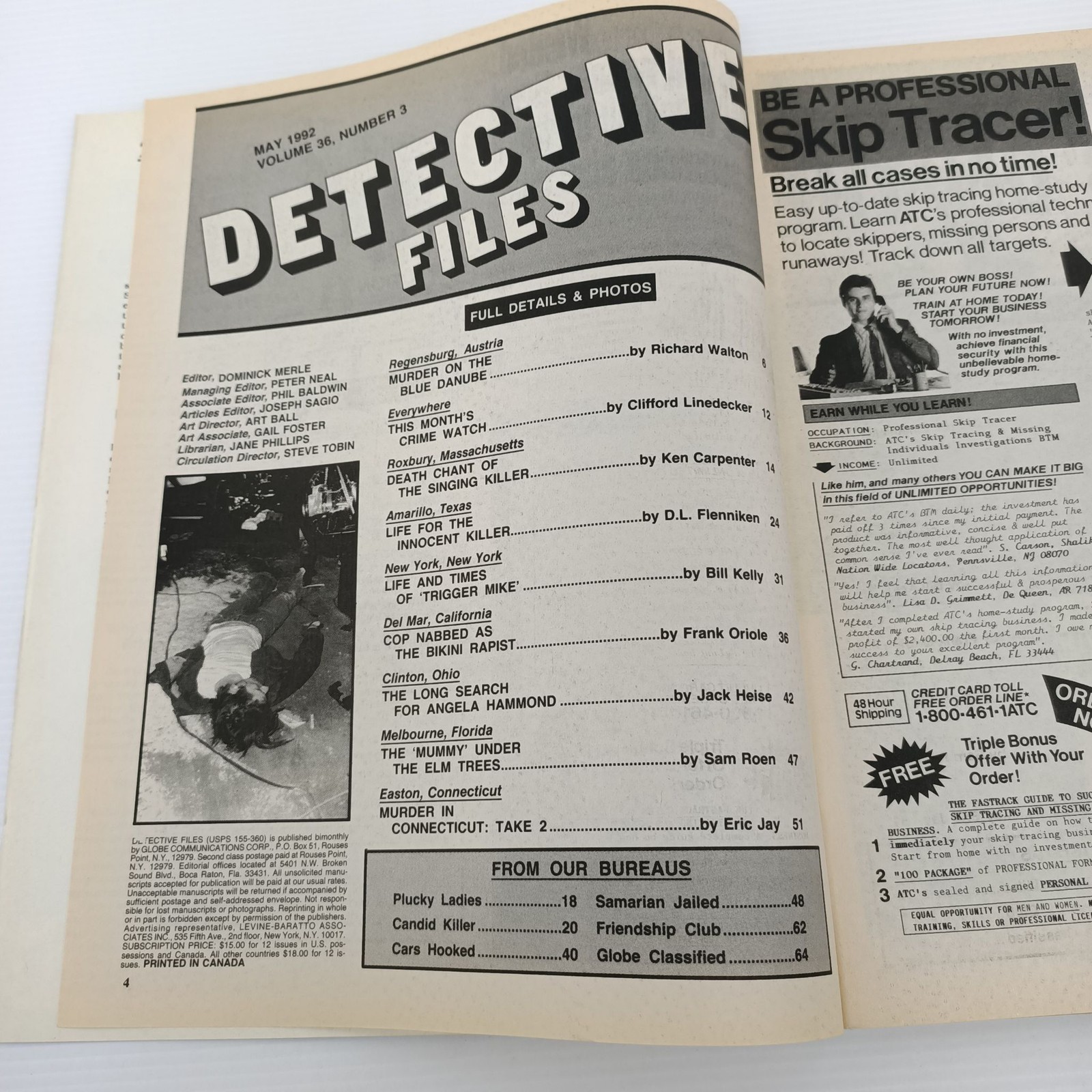 5x Detective Files Vintage True Crime Magazines 1991-1992 May-Jul 1992 Set