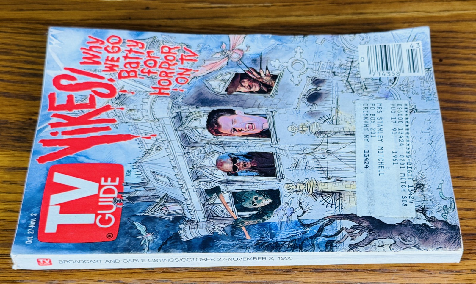 TV GUIDE MAGAZINE OCTOBER 27 1990 HALLOWEEN HORROR FREDDY JASON CRYPT KEEPER VTG