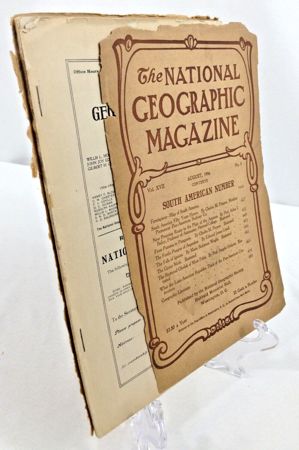 1906 August | National Geographic Magazine | Front & Rear Cover Detached | Map