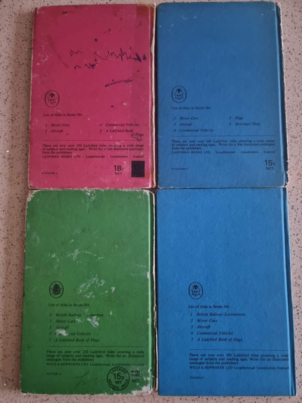 Vintage Ladybird Books x 4 – Series 584 – Flags Motor Cars Aircraft Ships