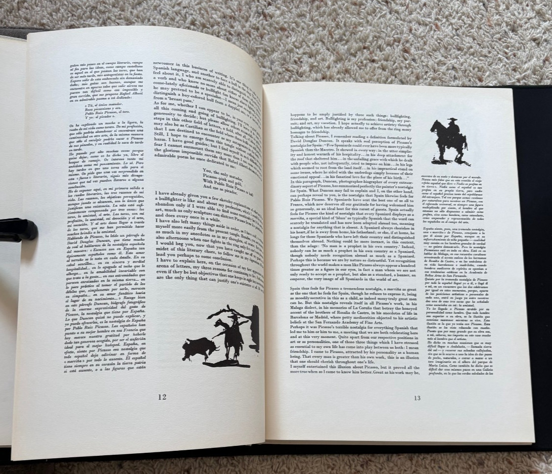 1961 Sketchbook PICASSO: Bulls and Bullfighters by Luis Miguel Dominguin 1st Ed.