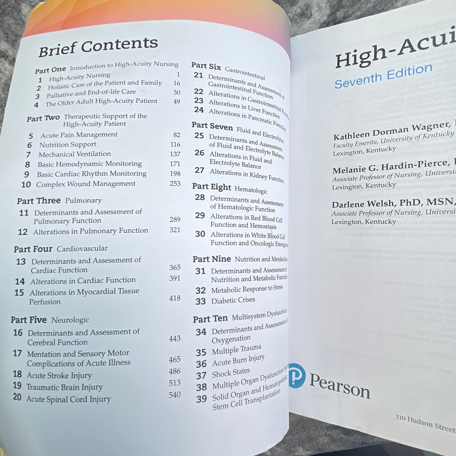 High-Acuity Nursing 7th Edition Wagner Hardin-Pierce Welsh Pearson Textbook