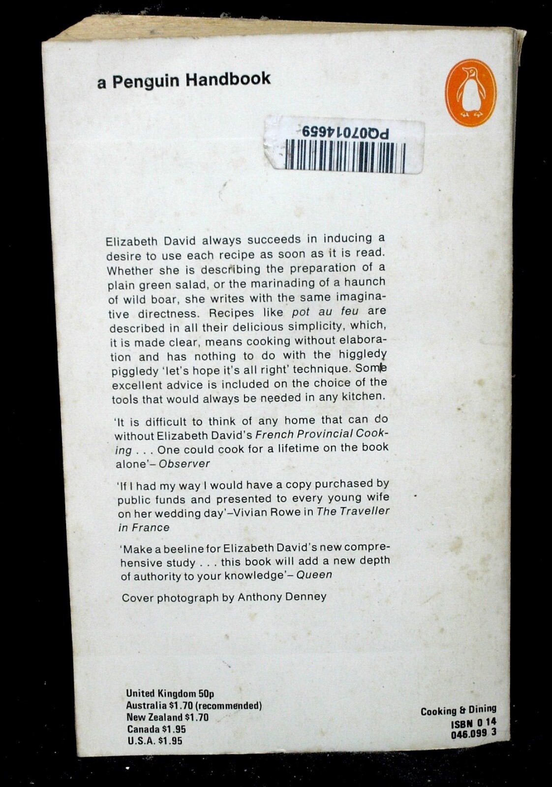 FRENCH PROVINCAL COOKING ELIZABETH DAVID PENGUIN BOOKS UK 1974 584p GOOD COND.