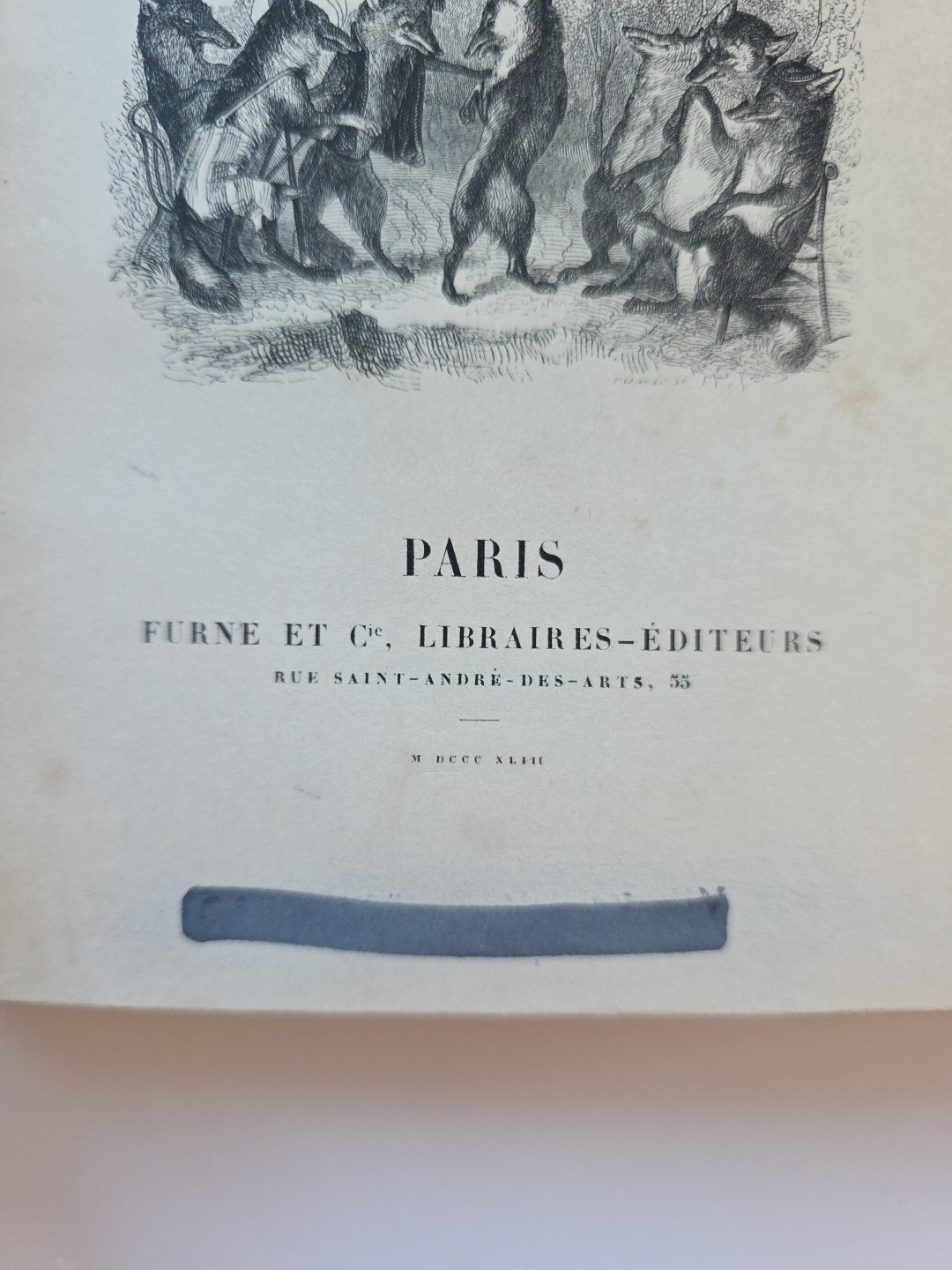 1843 Fables de La Fontaine 2 Volume Leather Set Grandville Illustrated French