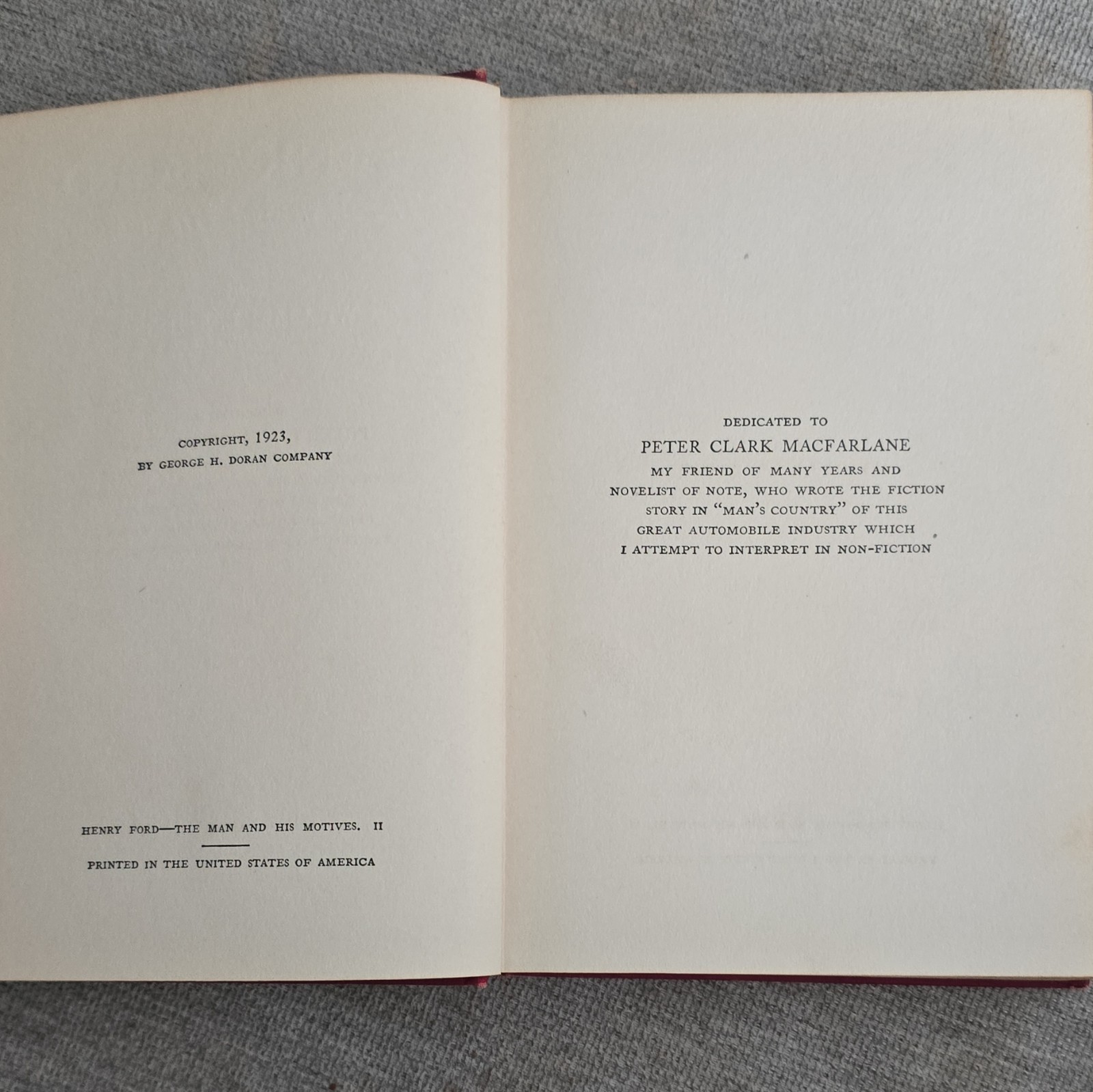 William L. Stidger Henry Ford The Man and His Motives 1923 Signed
