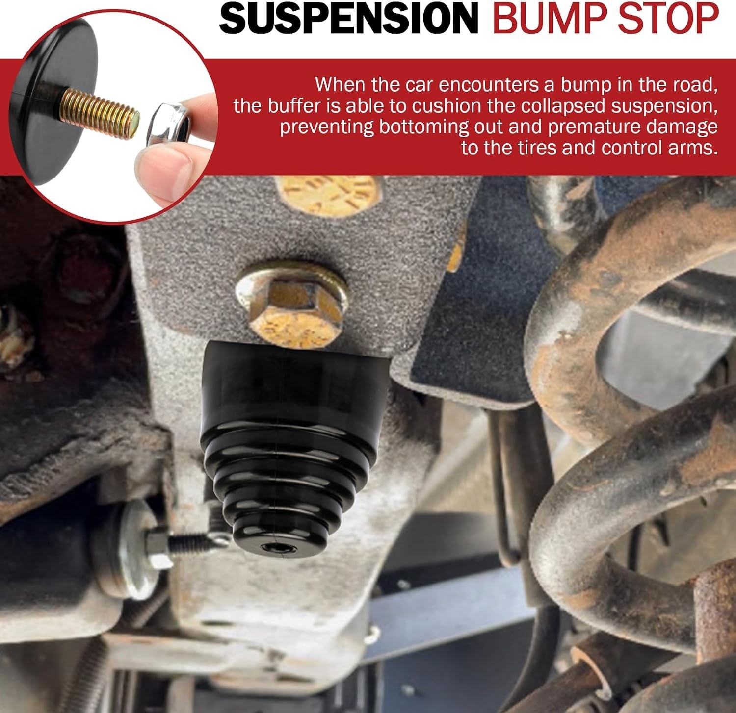 Suspension Bump Stop Black Universal Bump Stops Kit for Cars, Trucks and Off-…
