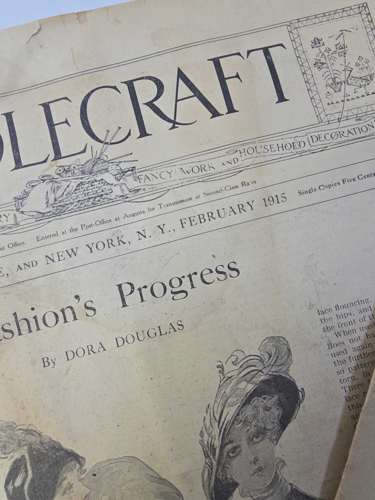 Antique Needlecraft Magazine Lot 1914 1915 Fashion Patterns Ads Home Decor Art