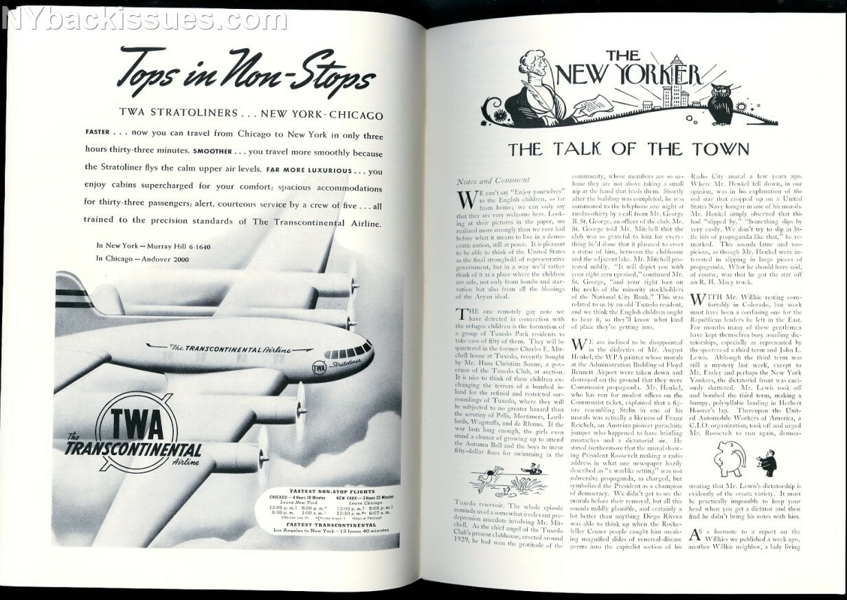 New Yorker magazine July 20 1940 Jerome Weidman Frances Crane NEAR MINT
