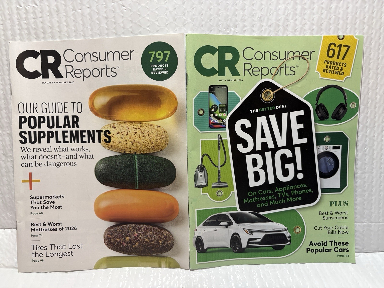 2 CR Consumer Reports Jan-Feb & Jul-Aug 2026 Save Big And Supplement Issues