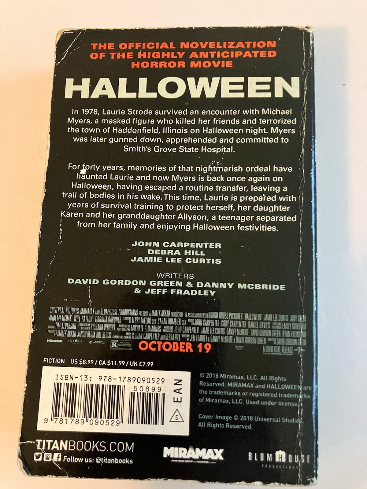 HALLOWEEN JOHN PASSARELLA PB 1ST TITAN 2018 OFFICIAL HORROR MOVIE NOVELIZATION