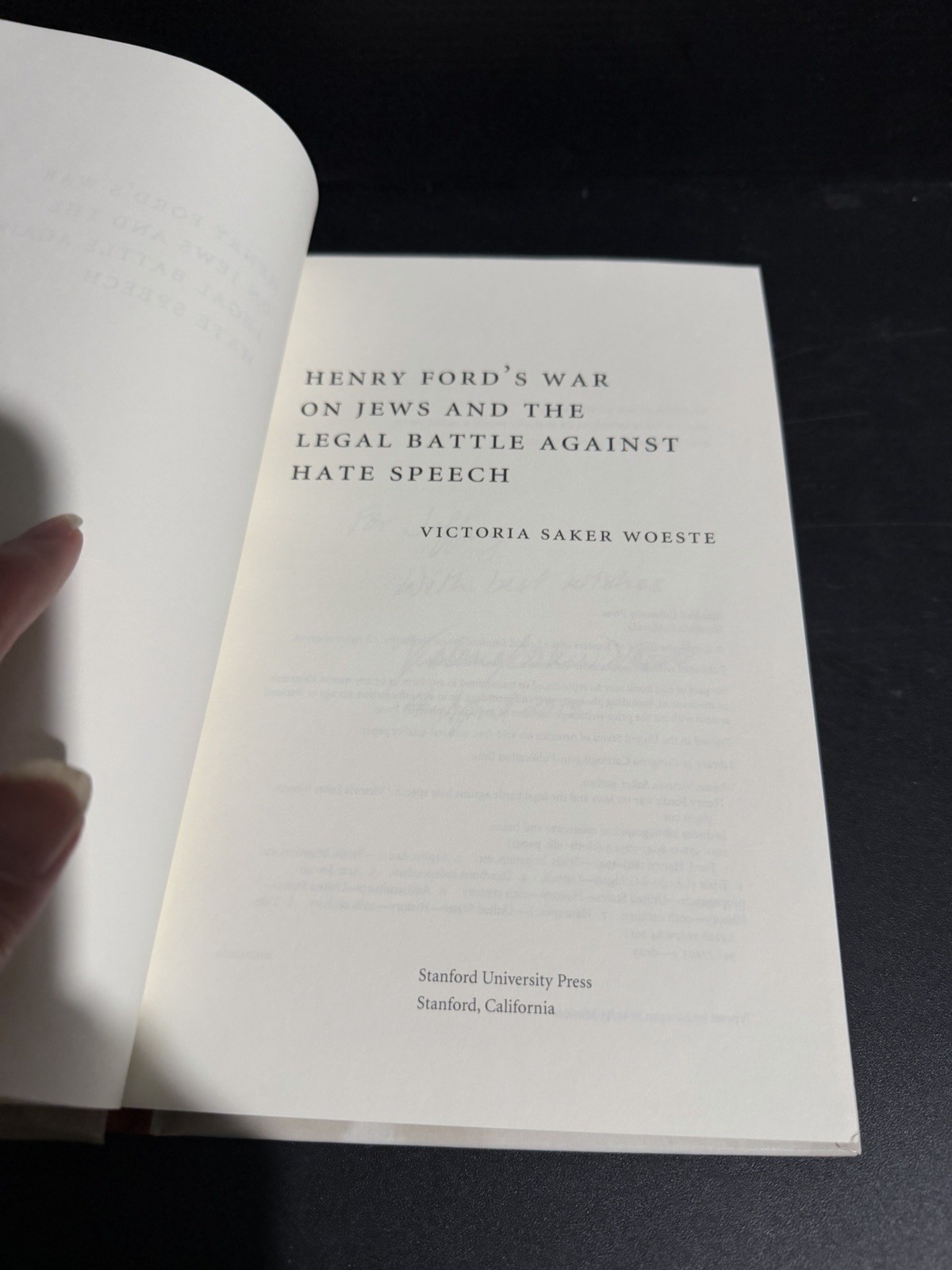 Henry Ford’s War on Jews and the Legal Battle… by Victoria Woeste HC 2012