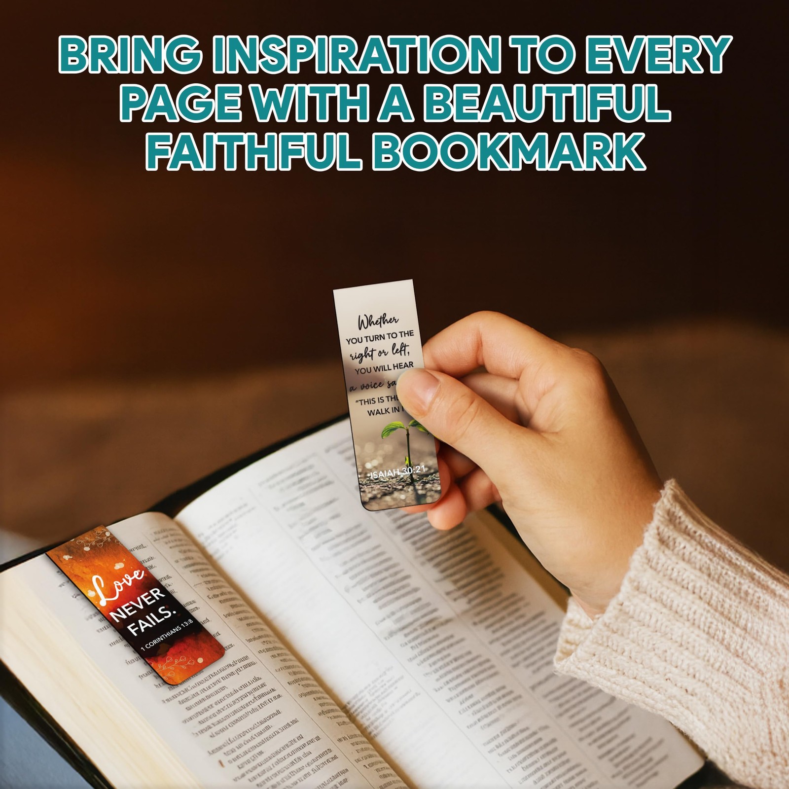 Decorably 50 Pack 0.8×2.3in Bible Religious Magnetic Bookmarks, Unique Gold