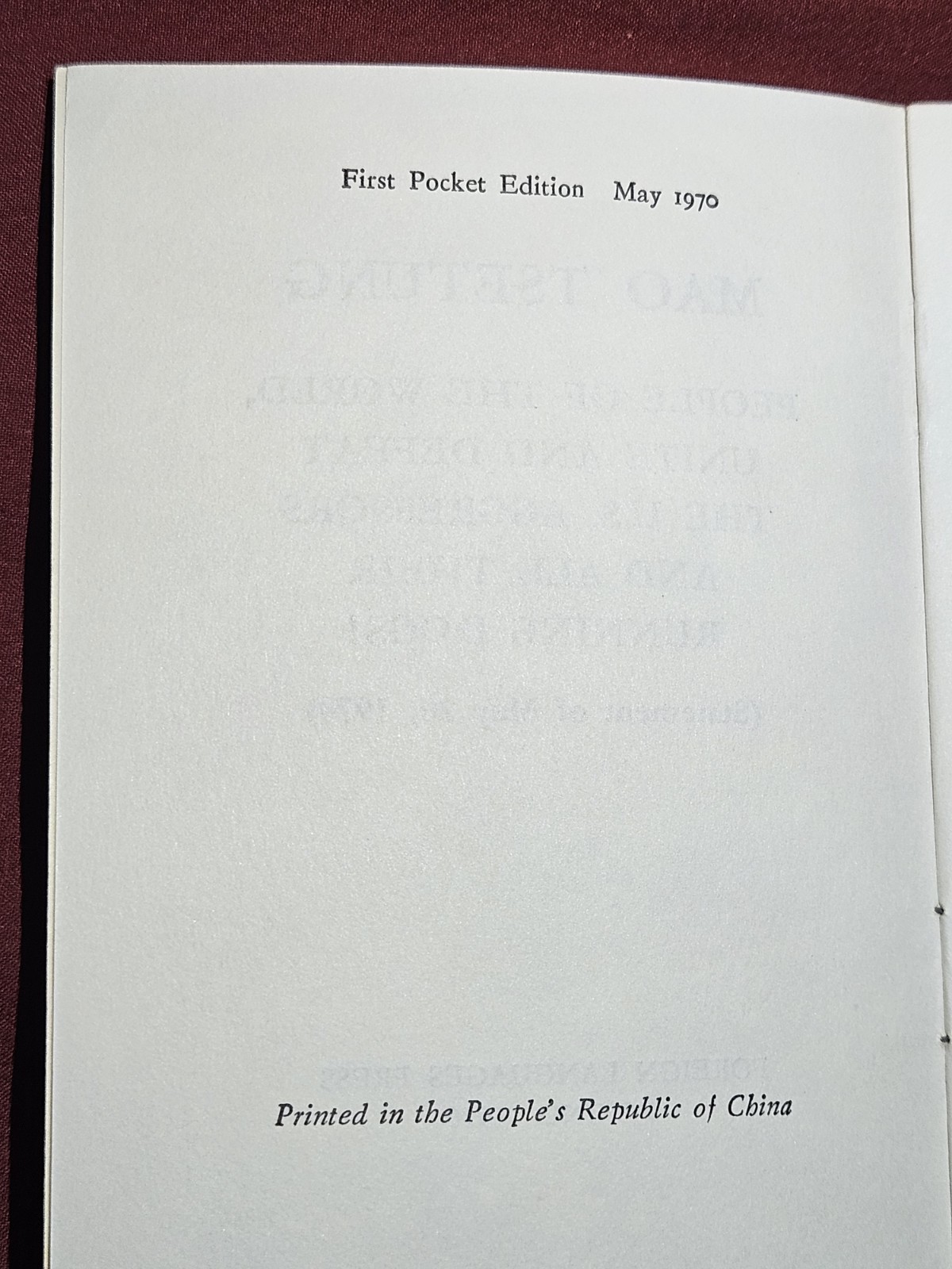 Three (3) Books By MAO TSE-TUNG Printed In 1960s Supporting Civil Rights In USA
