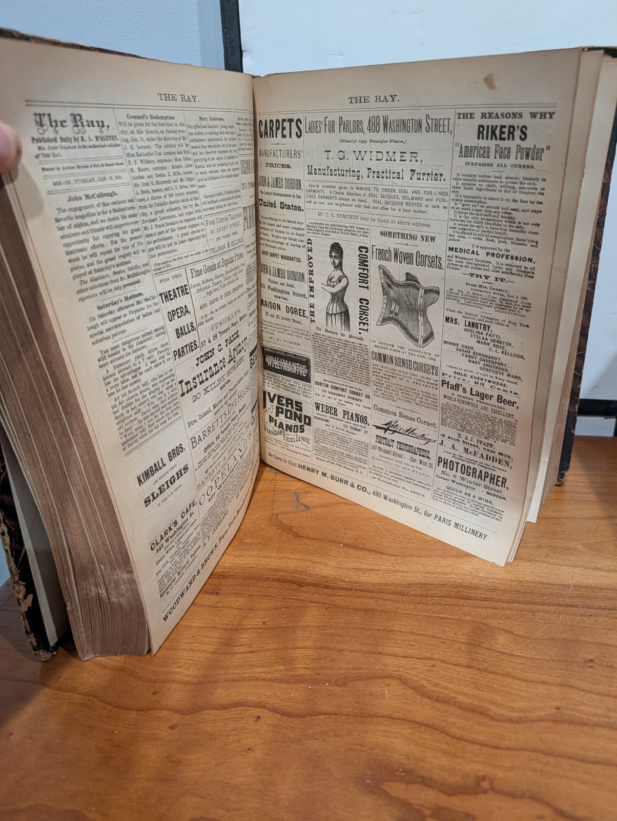 Antique 1882-1883 The Ray Bound Volume – Boston Theatre History & Ephemera VG