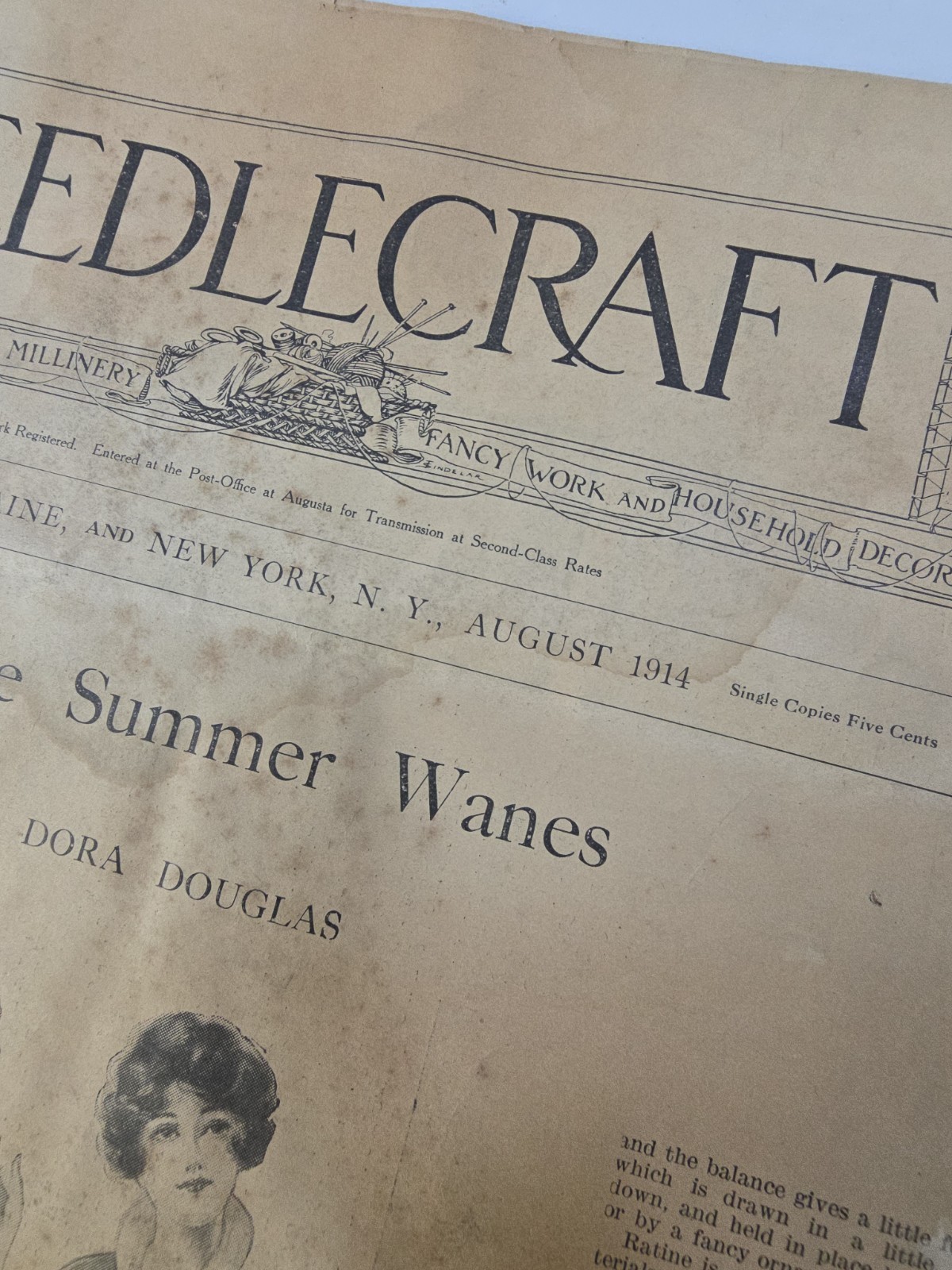 Antique Needlecraft Magazine Lot 1914 1915 Fashion Patterns Ads Home Decor Art