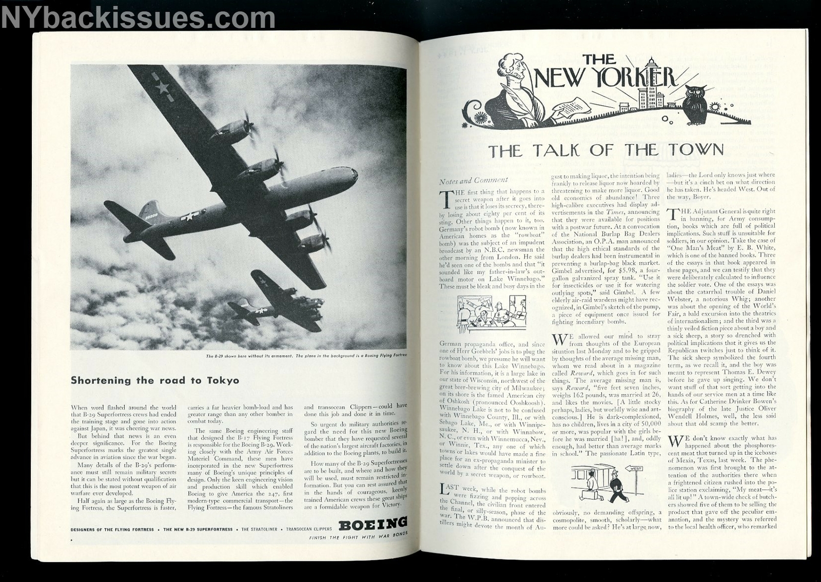 New Yorker magazine July 1 1944 Joseph Wechsberg Rolfe Humphries WWII symbols