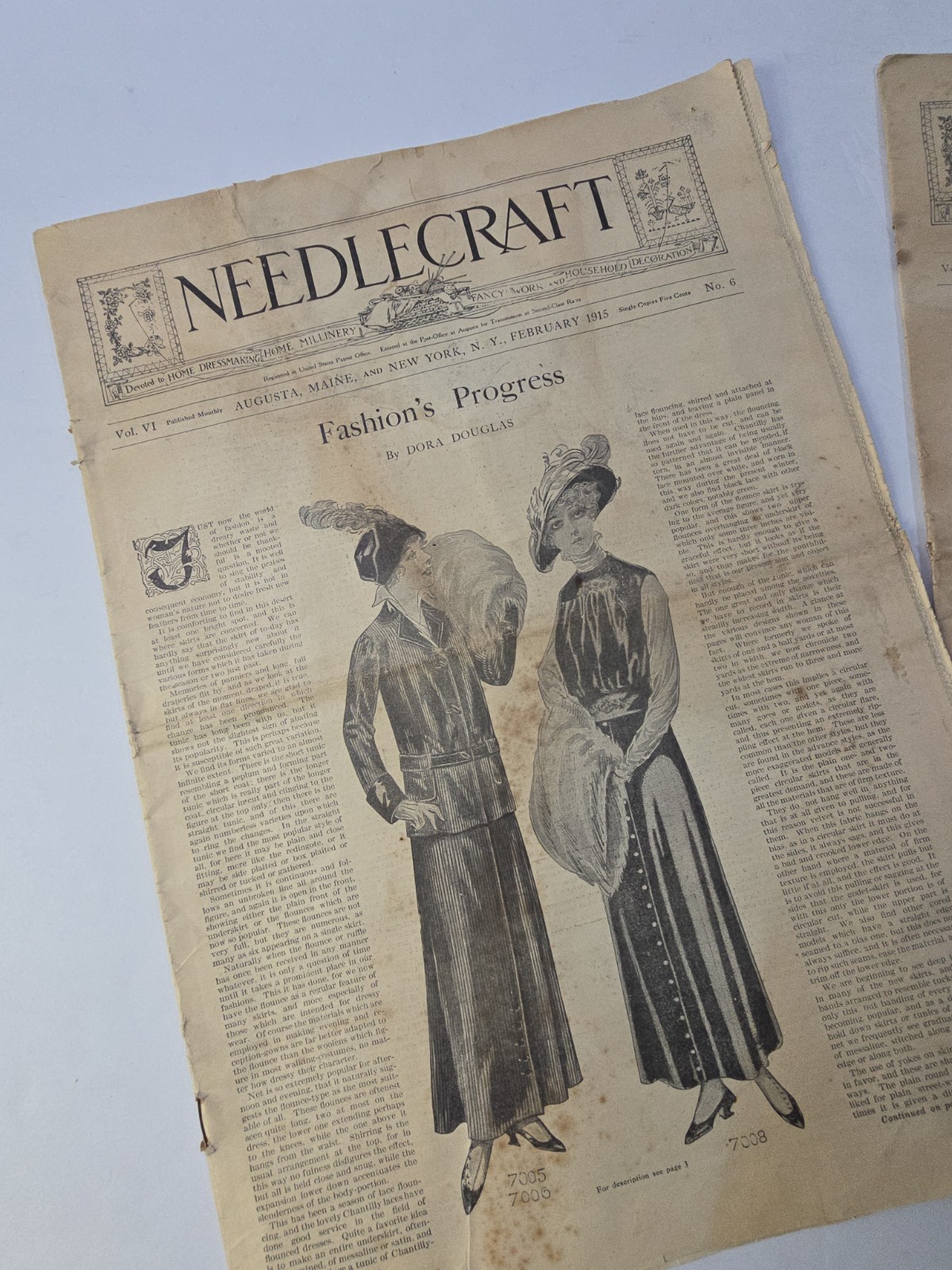 Antique Needlecraft Magazine Lot 1914 1915 Fashion Patterns Ads Home Decor Art