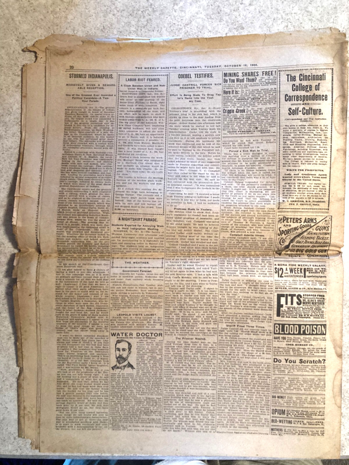 The Weekly Gazette-Cincinnati, OH-Oct. 16, 1900–Roosevelt visits Covington, KY