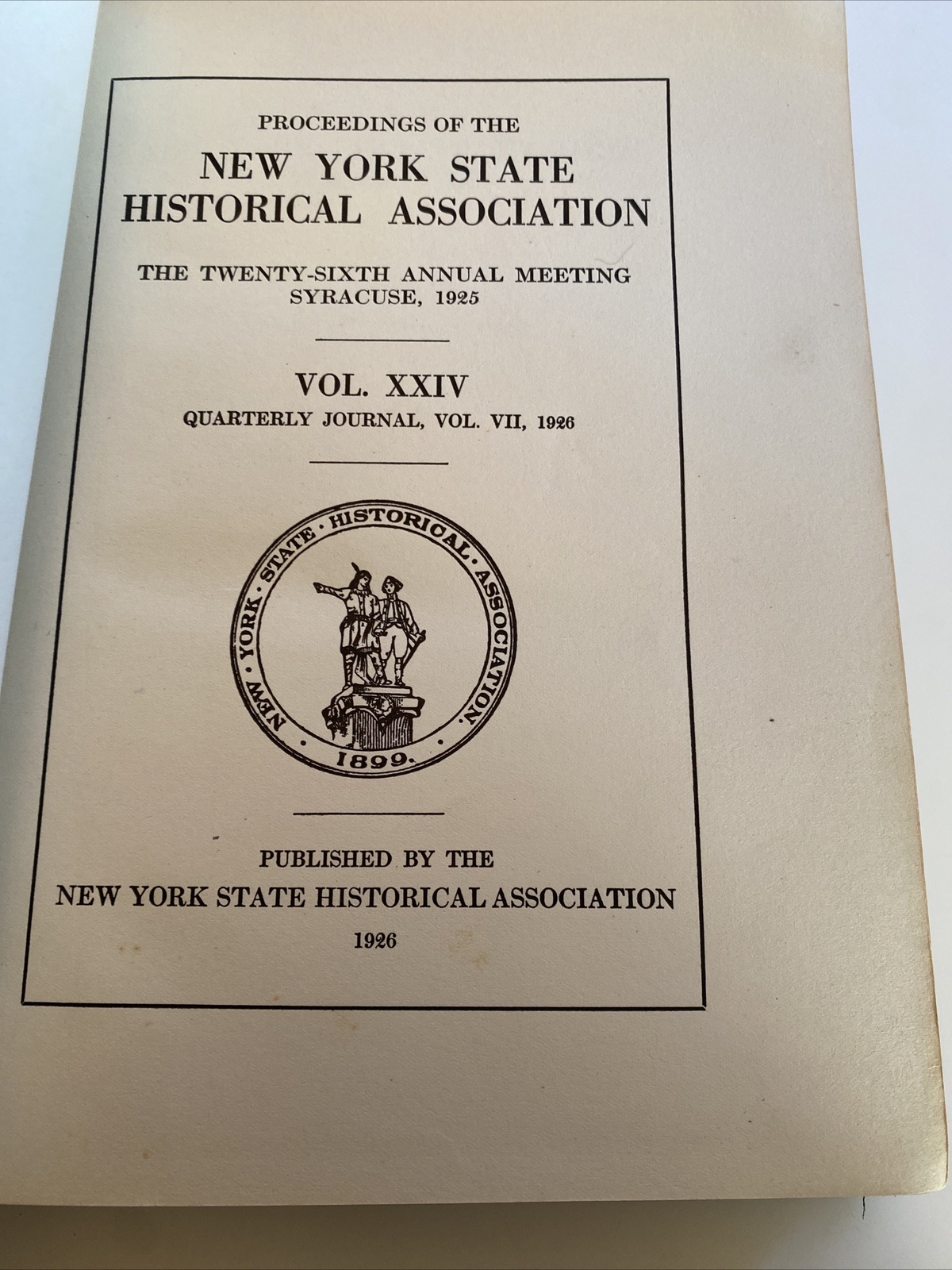 1926 Antique Book New York State Historical Association Quarterly Journal abq