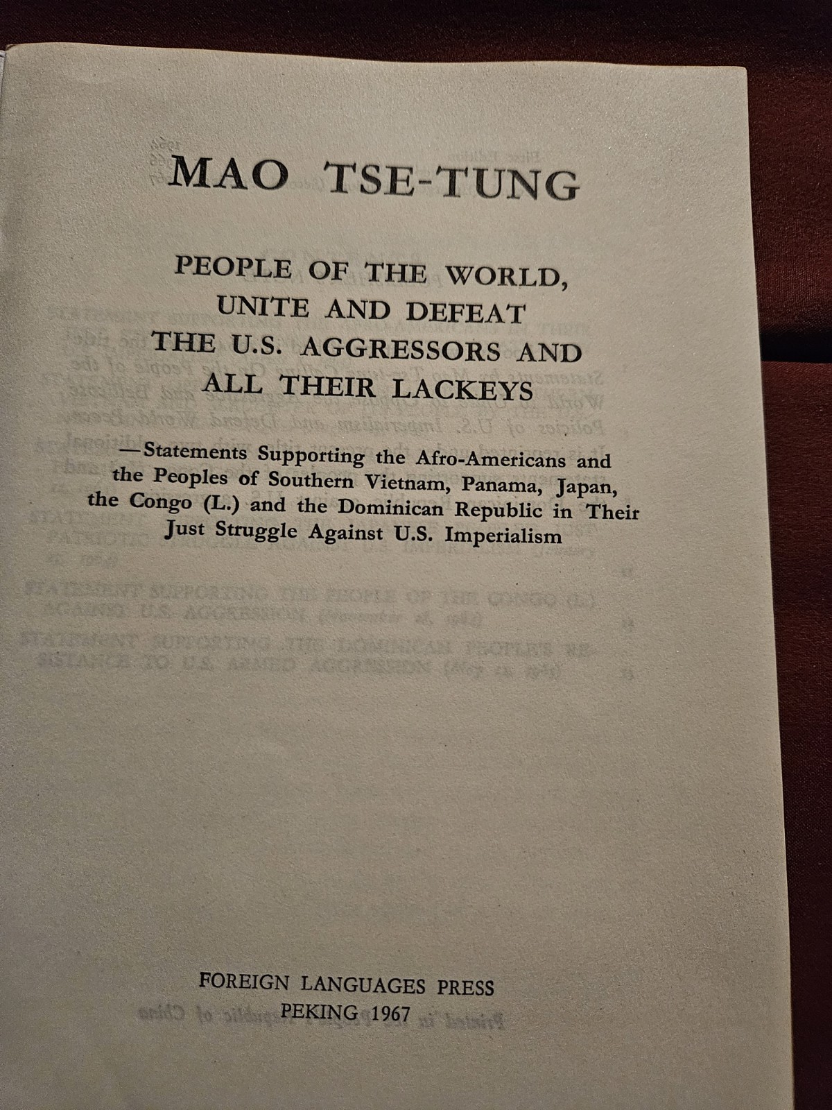 Three (3) Books By MAO TSE-TUNG Printed In 1960s Supporting Civil Rights In USA