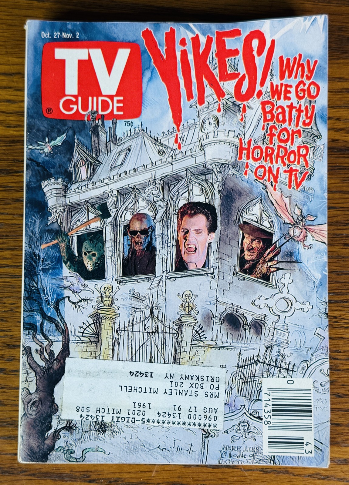 TV GUIDE MAGAZINE OCTOBER 27 1990 HALLOWEEN HORROR FREDDY JASON CRYPT KEEPER VTG