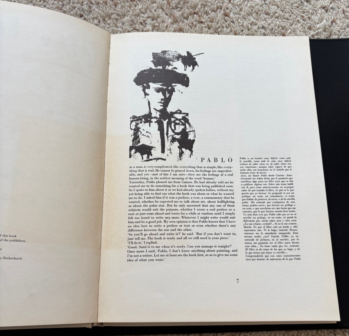1961 Sketchbook PICASSO: Bulls and Bullfighters by Luis Miguel Dominguin 1st Ed.