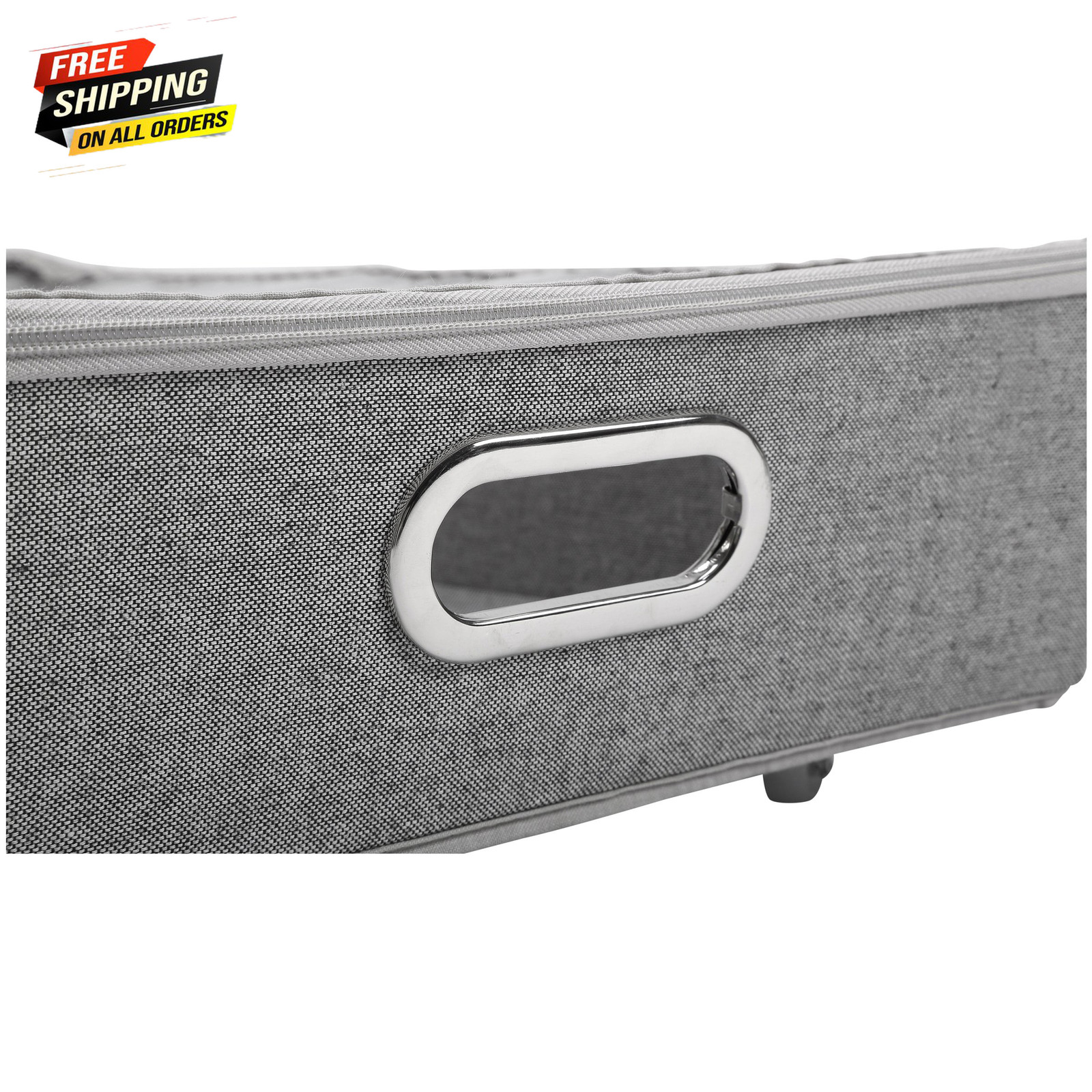 Polyester & Cotton under Bed Storage Bin, Rolling Organizer with Zipper, Gray