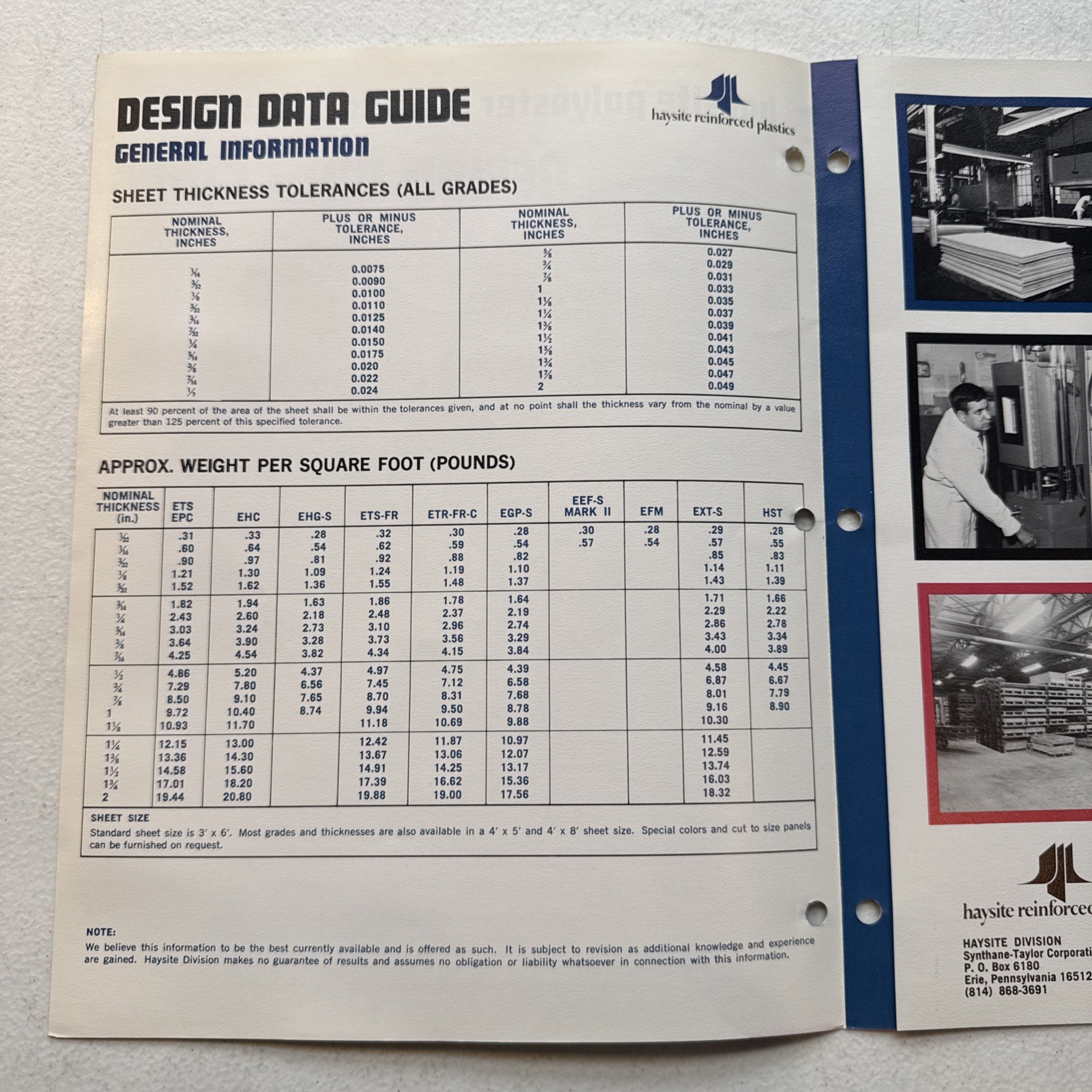 Haysite Reinforced Plastics Polyester Glass Laminate Sheet Design Data Guide
