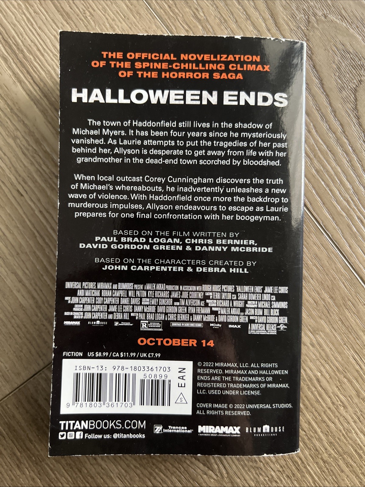 Halloween Ends Official Movie Novelization SC Titan Books 2022 Paul Brad Logan