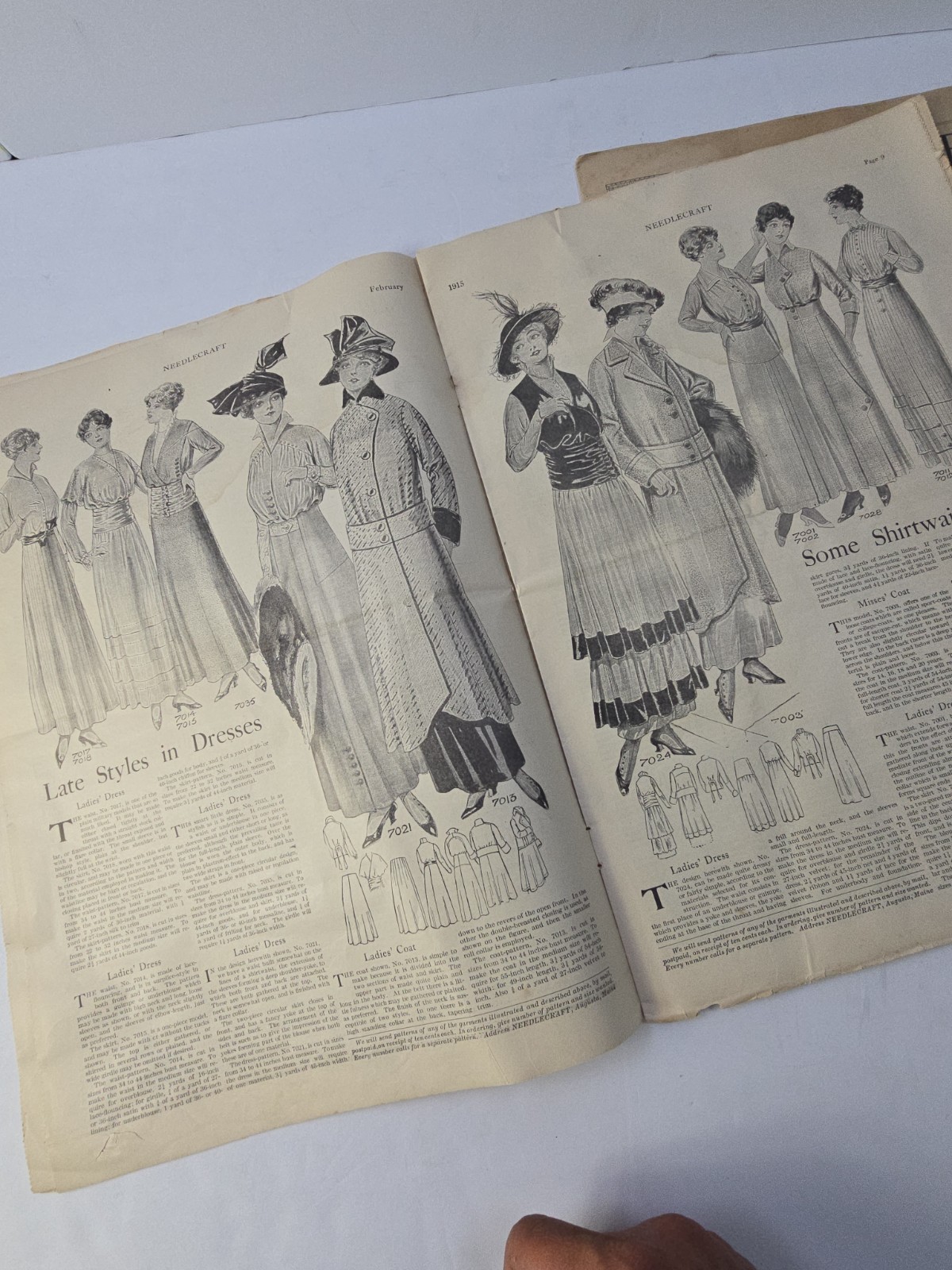 Antique Needlecraft Magazine Lot 1914 1915 Fashion Patterns Ads Home Decor Art